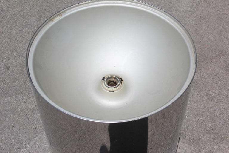 Round Harvey Guzzini Table Lamp Lucite Steel Italian Design 1970s Silver photo Lighting