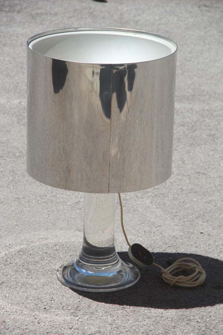Round Harvey Guzzini Table Lamp Lucite Steel Italian Design 1970s Silver photo buy