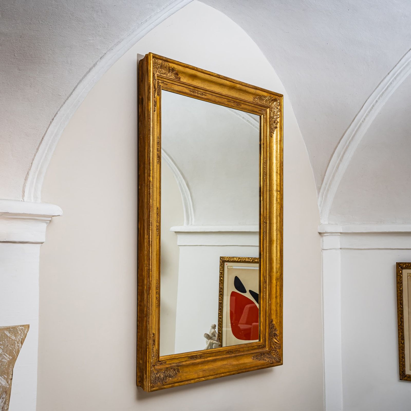 Grote vergulde Empire wandspiegel, begin 19e eeuw photo Woonaccessoires