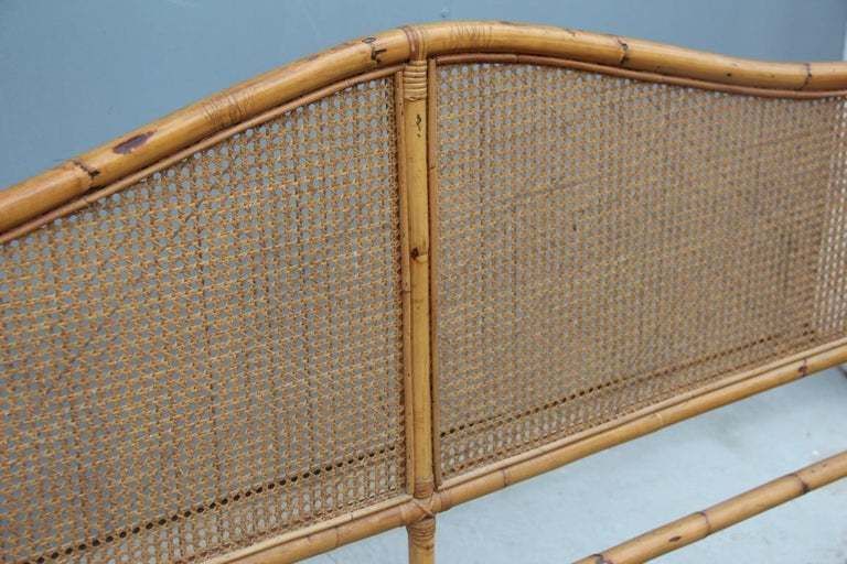 2724.0 Midcentury Bed In Bamboo And Vienna Straw Italian Design 1950s photo