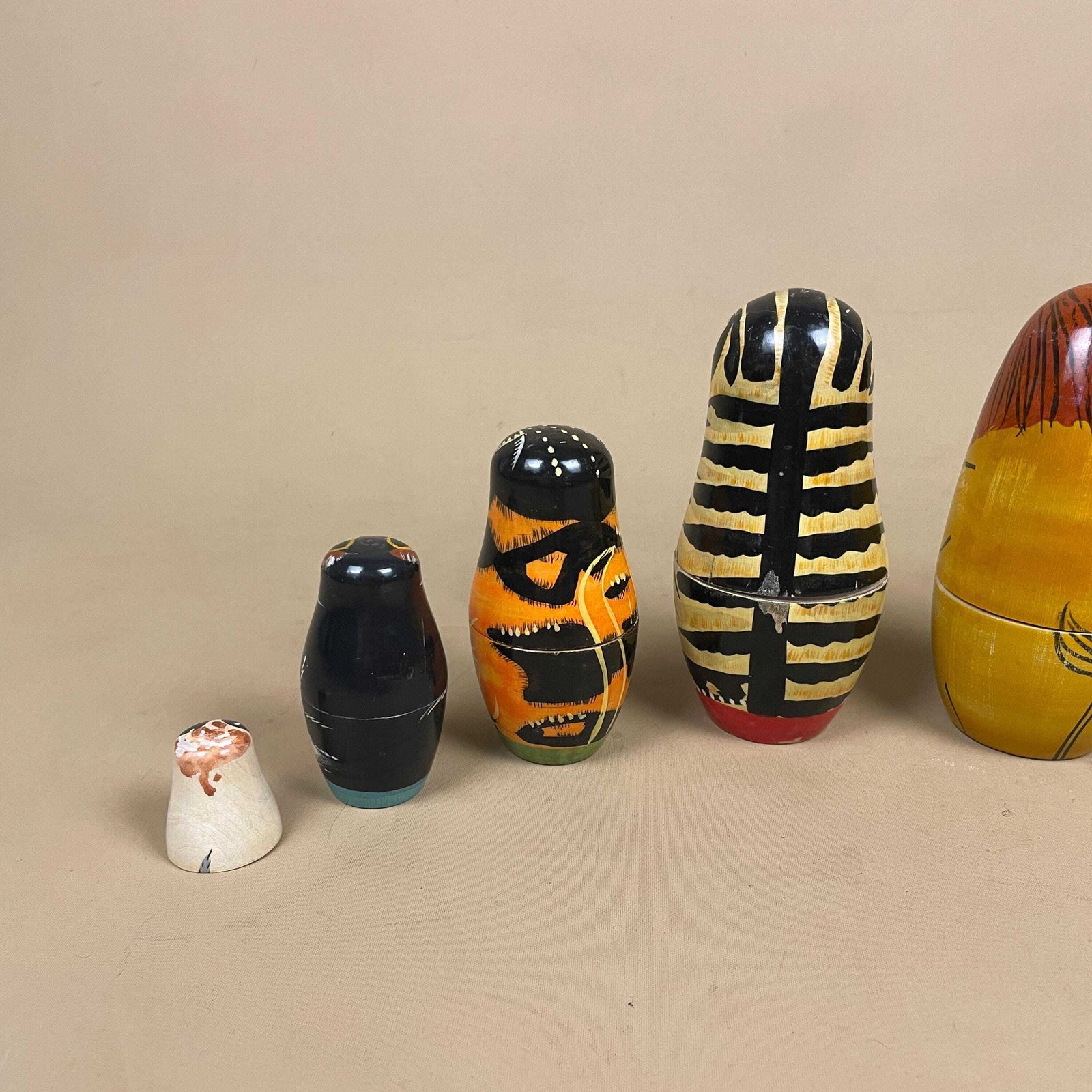 photo for sale Nesting Dolls Wooden Vintage   Lion And Cat Matryoshka Set   Hand Painted Stacking Animals Decor For Nursery Shelf And Cat Lover Gift