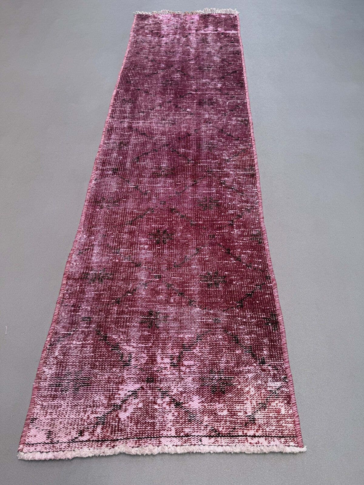Vintage Turkse smalle loper 61x225 cm wol, met gebruikssporen, overdyed 2562 photo furniture