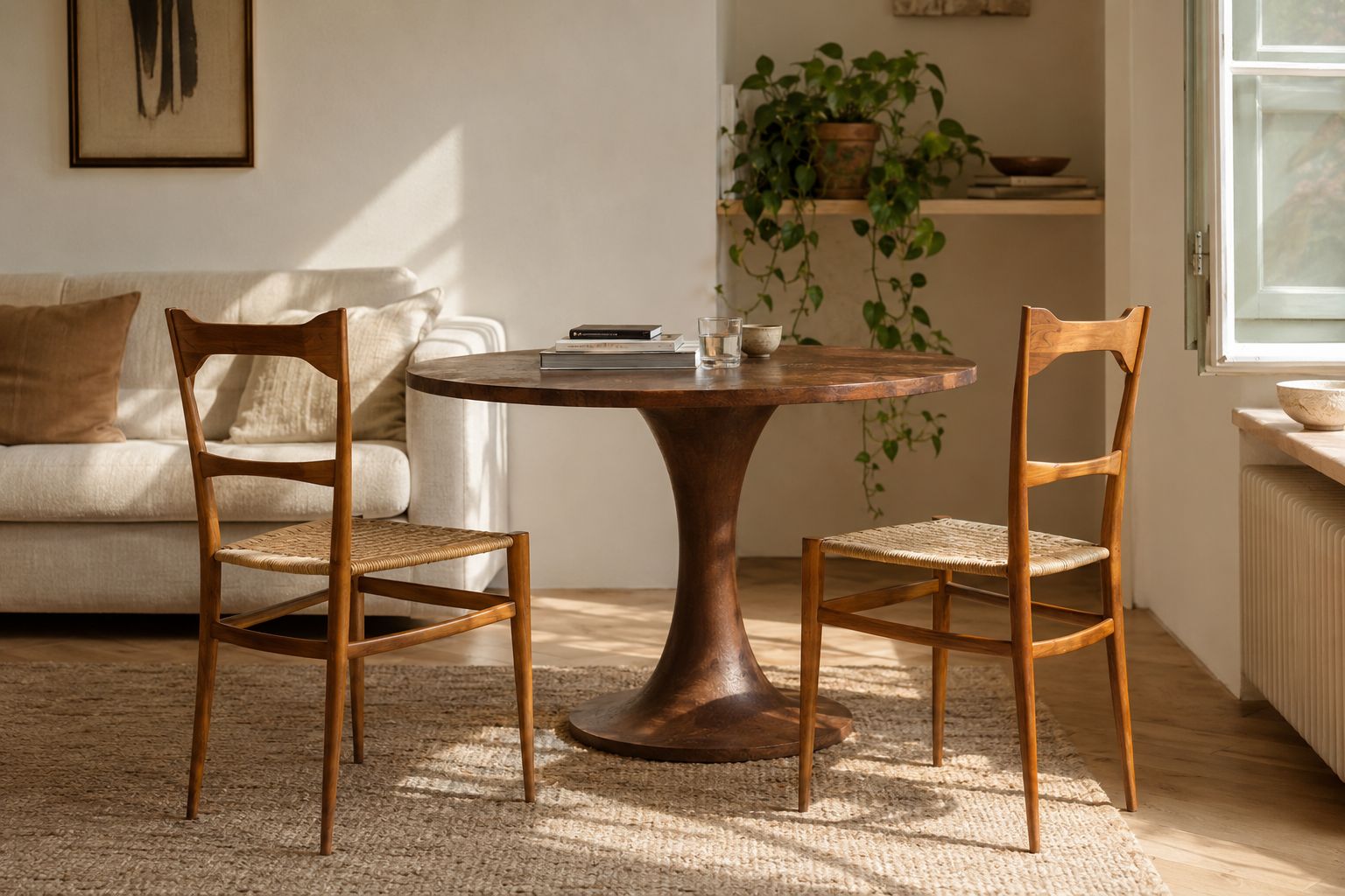 Stel Mid-Century Eetkamerstoelen Met Gevlochten Zitting Door G.B. Marangoni, Italië Jaren 1950 photo Meubels