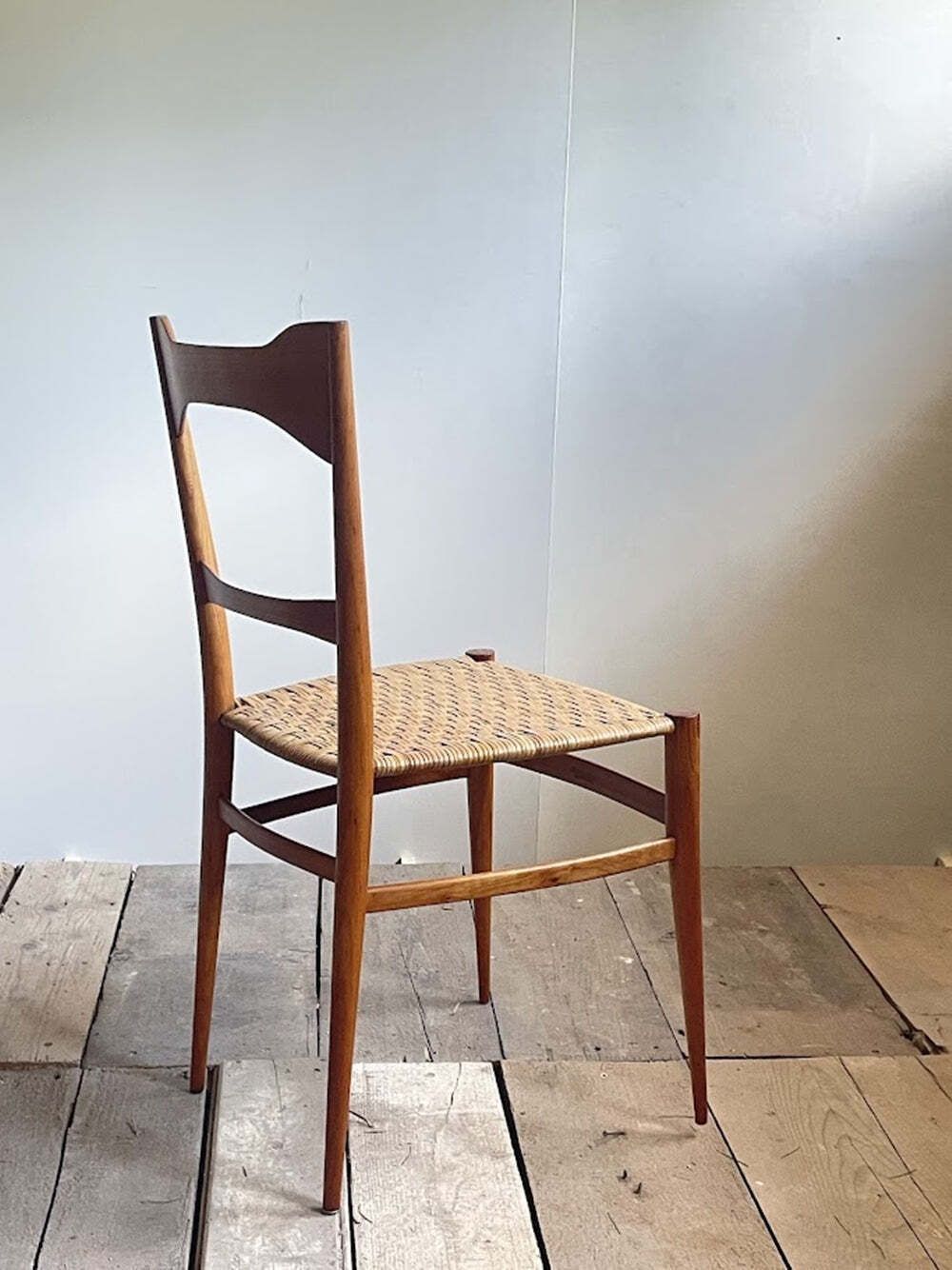 Stel Mid-Century Eetkamerstoelen Met Gevlochten Zitting Door G.B. Marangoni, Italië Jaren 1950 photo 853.0