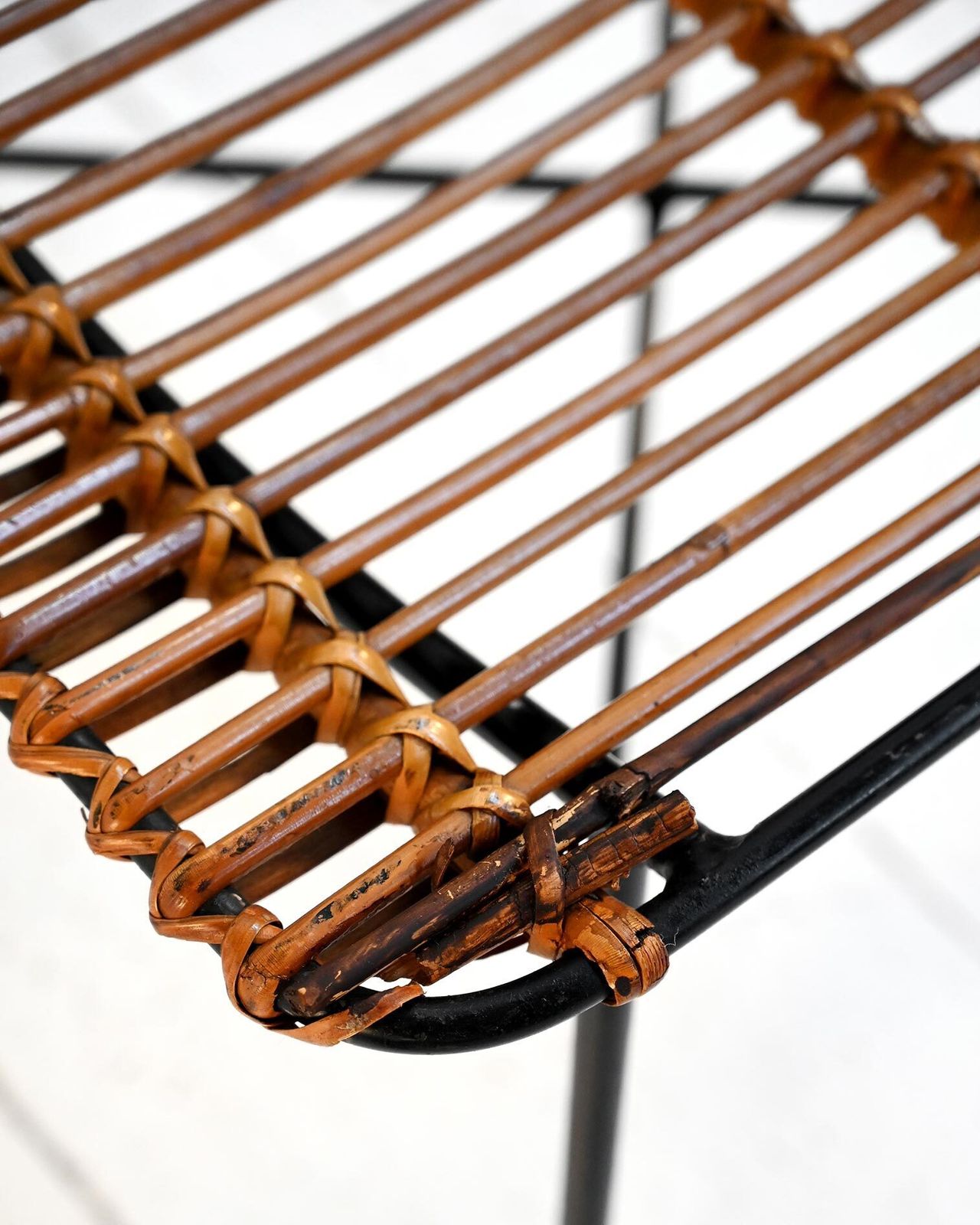 photo for sale Pair Of Rattan And Metal Chairs, 1960s