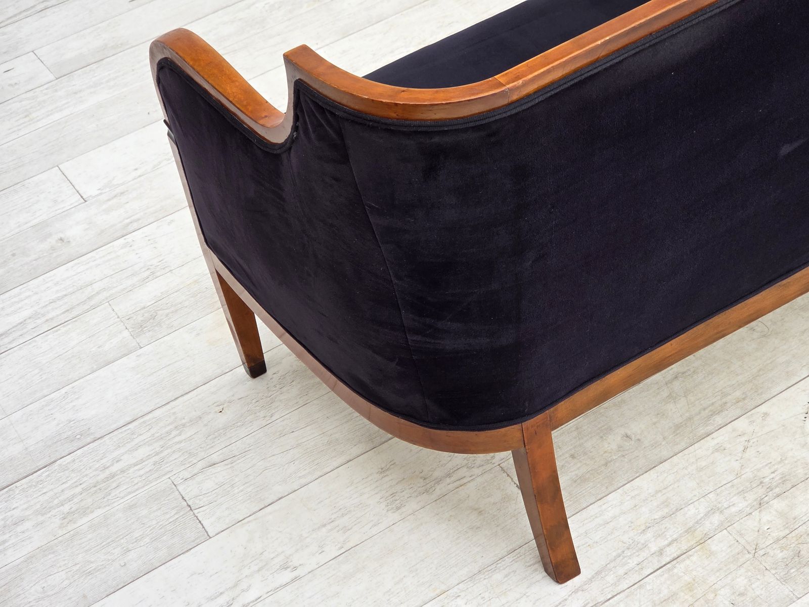 1770.0 1950s, Danish Art Deco 2 Seater Sofa, Ash Wood, Furniture Velour. photo