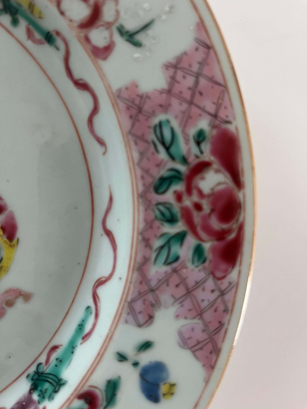 Chinese Porcelain Plate Famille Rose Flower Basket, Qing Yongzheng Circa 1730 photo vinterior