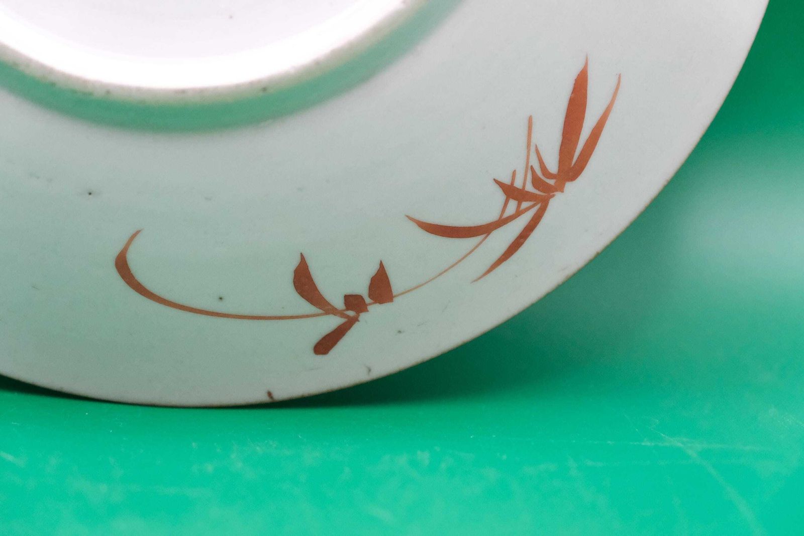 Home Decor Pair Antique Chinese Export Porcelain Dishes, Coral Red Ground, 19th C Qing photo
