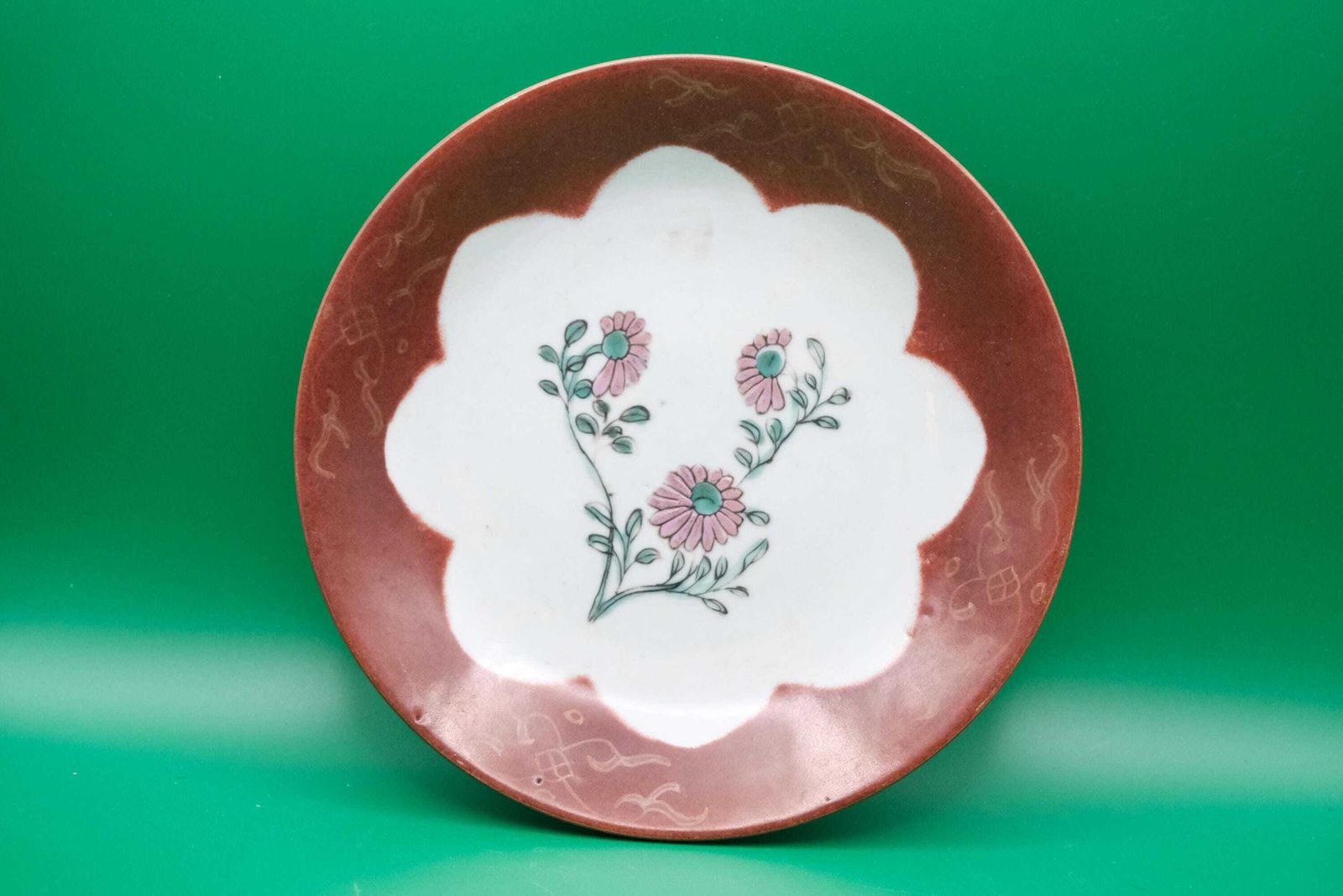 300.0 Pair Antique Chinese Export Porcelain Dishes, Coral Red Ground, 19th C Qing photo