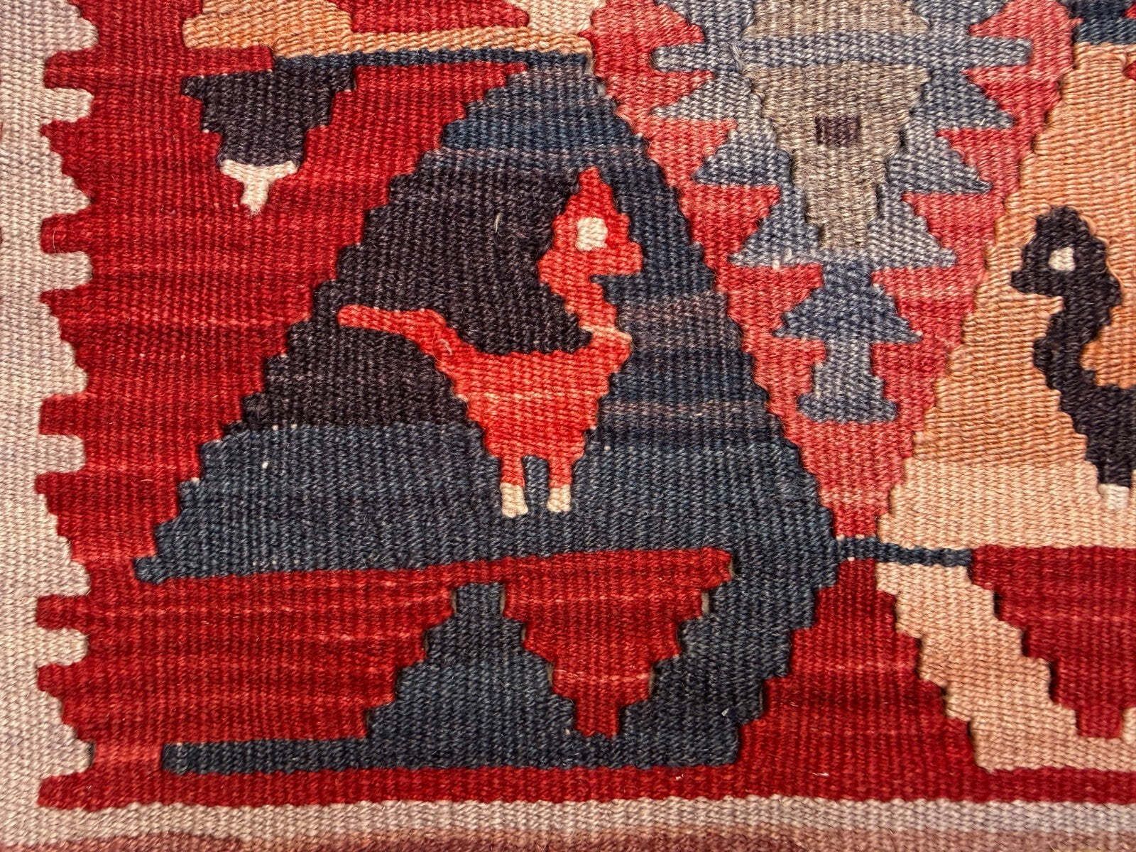 Vintage Turkish Mini Kilim 65x70 Cm Wool Small Kelim Runner, Shabby Chic 2567 photo 165.0
