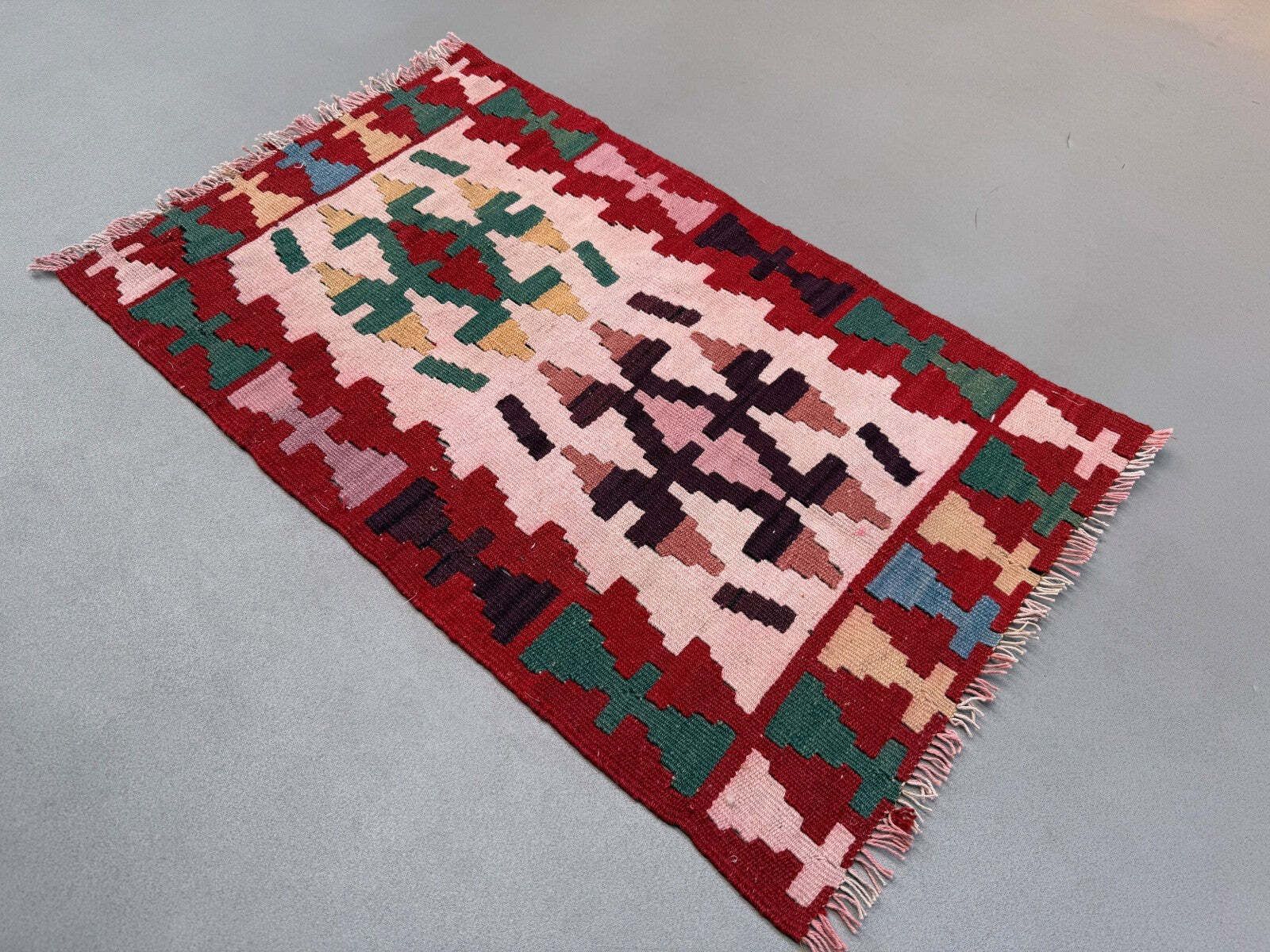 Vintage Turkish Mini Kilim 57x94 Cm Wool Small Kelim Runner, Shabby Chic 2564 photo furniture