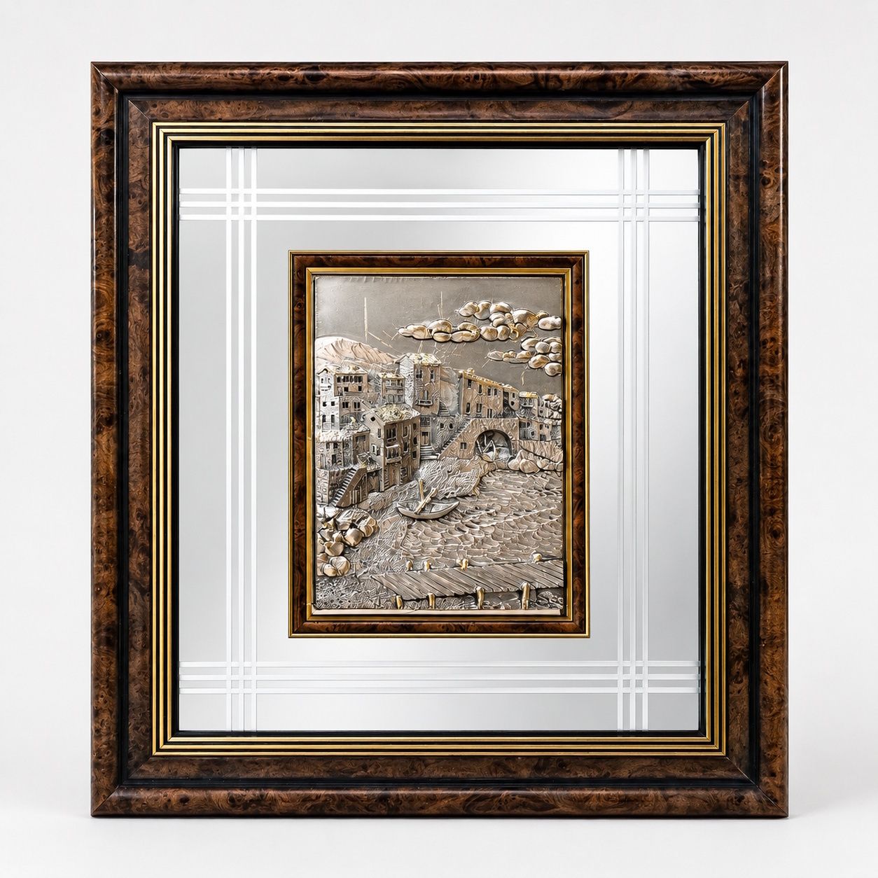 Italiaans 925 verzilverd bronzen bas-reliëf van Argenteria d'Arte Guerrini, jaren 1990 photo furniture