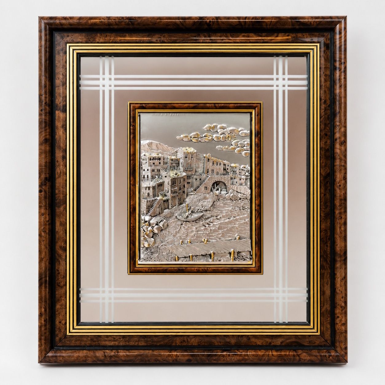 Bas-relief en bronze argenté 925 d'Argenteria d'Arte Guerrini, Italie, années 1990