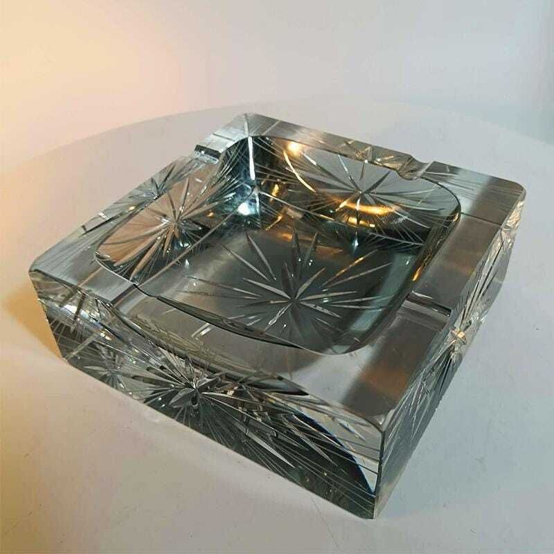 Grand cendrier carré rare en verre de Murano par Mandruzzato, années 1970. 14 cm / 5,51 pouces photo for sale