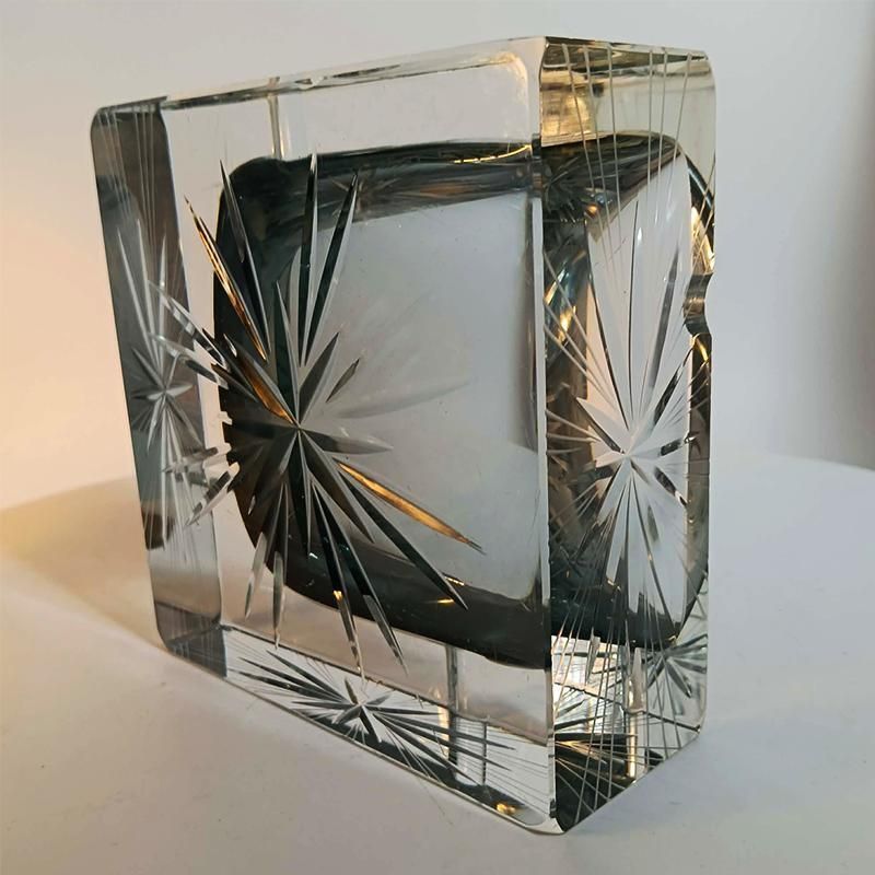 Grand cendrier carré rare en verre de Murano par Mandruzzato, années 1970. 14 cm / 5,51 pouces photo vintage