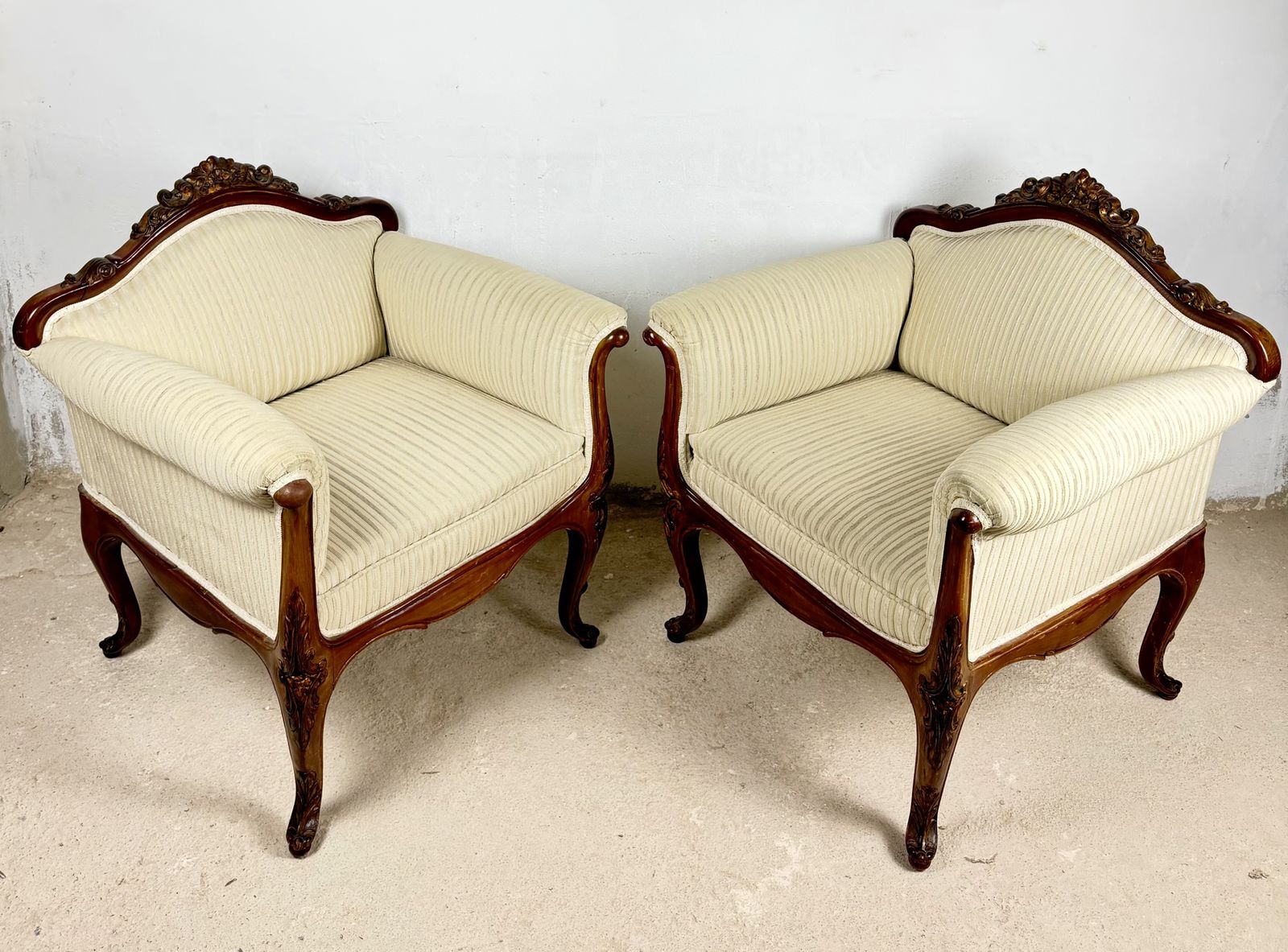 Pair Of French Louis XV Style Armchairs, 1960s photo for sale