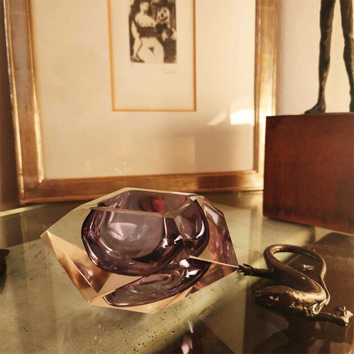1960s Big Rare Color Ashtray Or Catch All In Murano Glass By Flavio Poli For Seguso. 15cm. / 5.90 Inches photo Home Decor