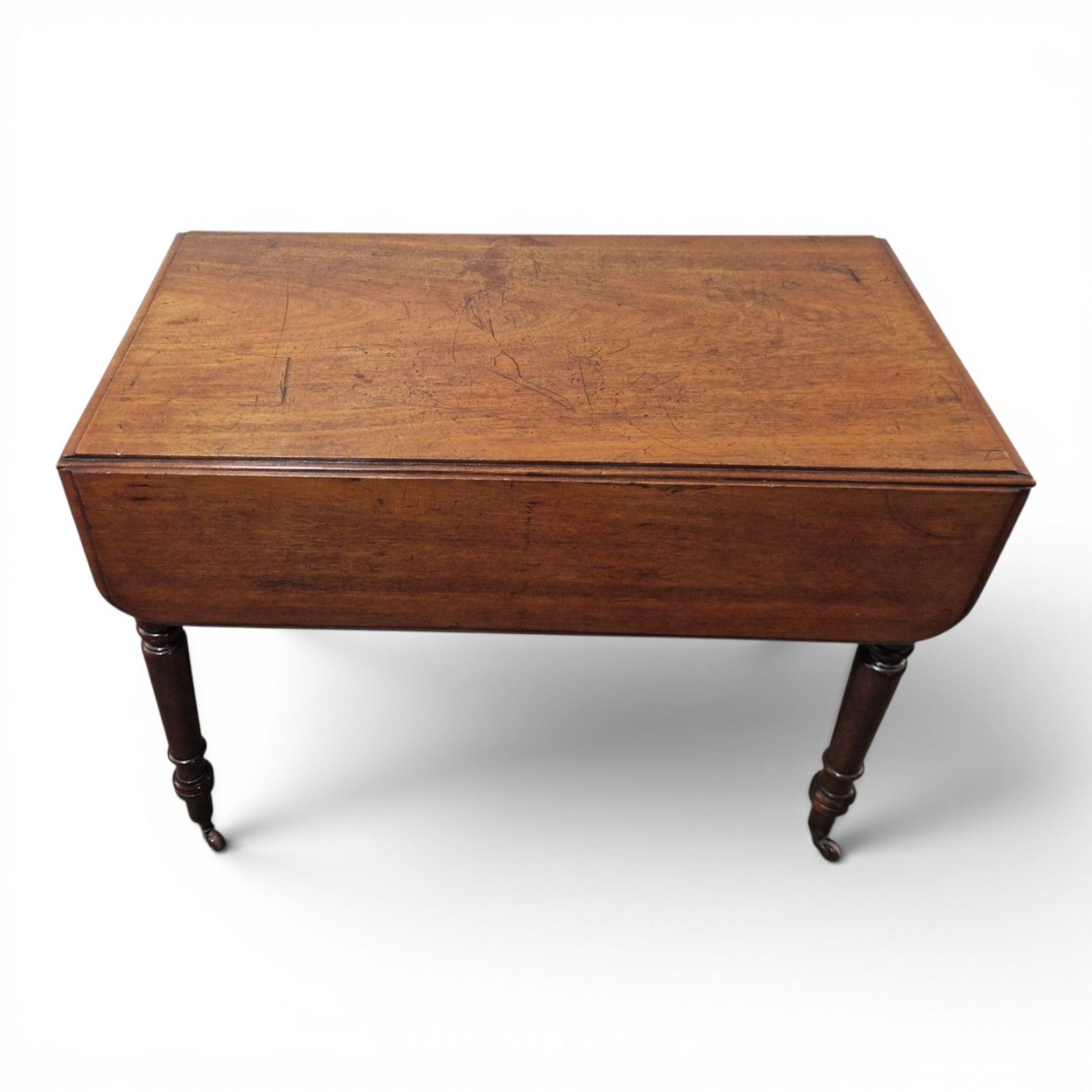 Antique Victorian Mahogany Pembroke Table Drop Leaf Dining Side Table Castors photo for sale