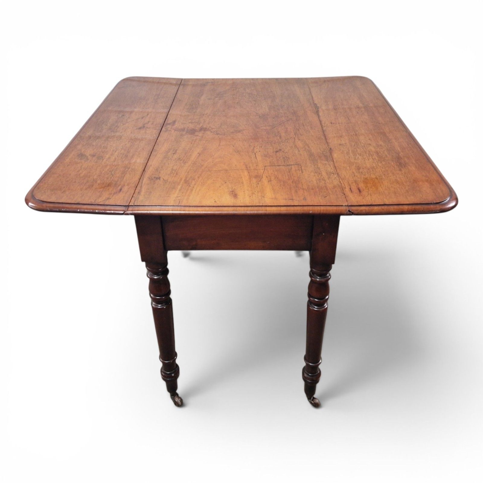 Furniture Antique Victorian Mahogany Pembroke Table Drop Leaf Dining Side Table Castors photo