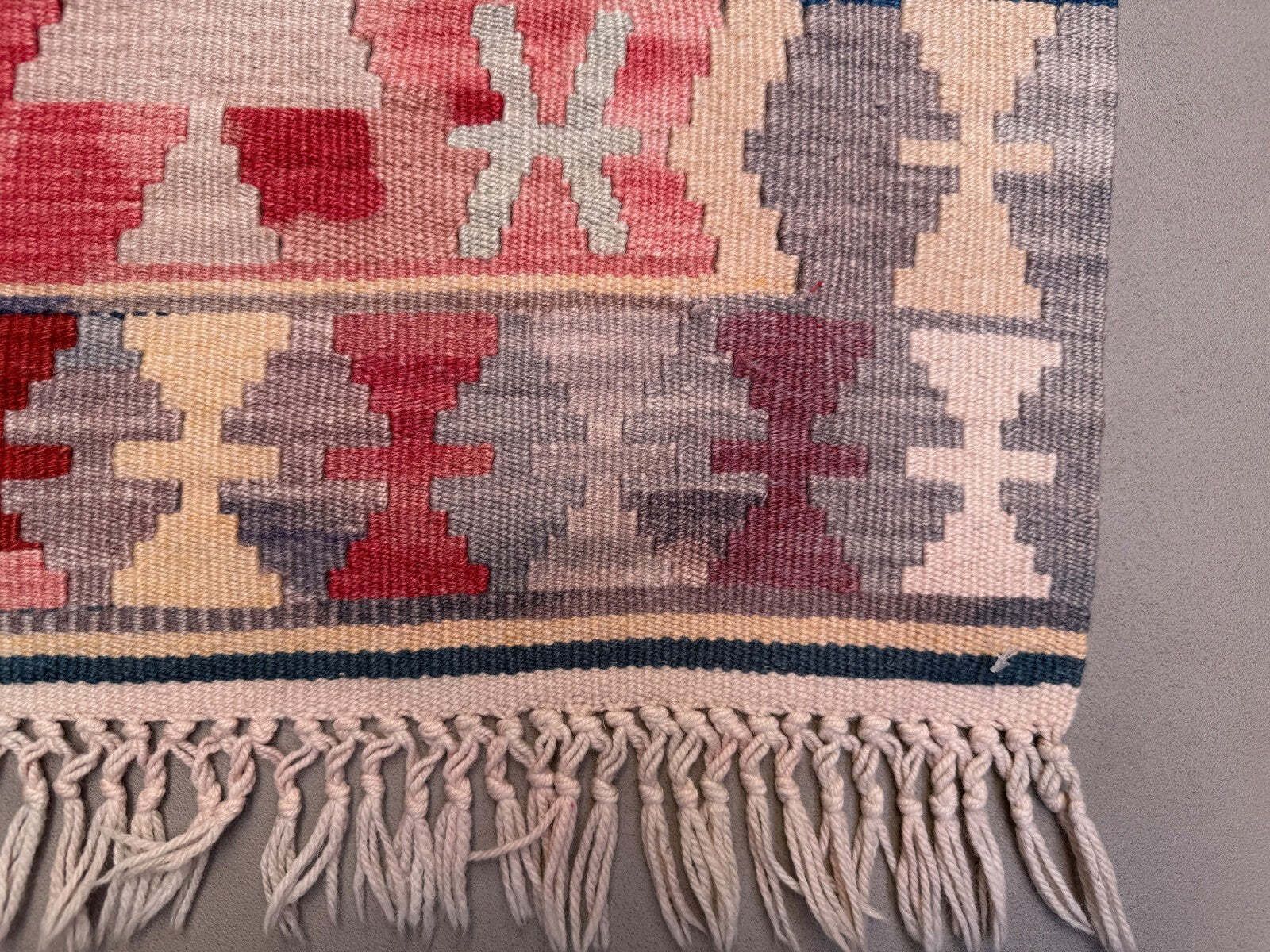 Vintage Turkse Mini Kilim 62x97 cm Wol Klein Kelim Loper, Shabby Chic 2565 photo Textiel