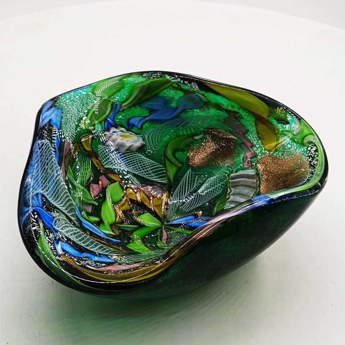 1950s Stunning Ashtray In Murano Glass By Dino Martens   Tutti Frutti. Made In Italy. 13cm. / 5.11 Inches