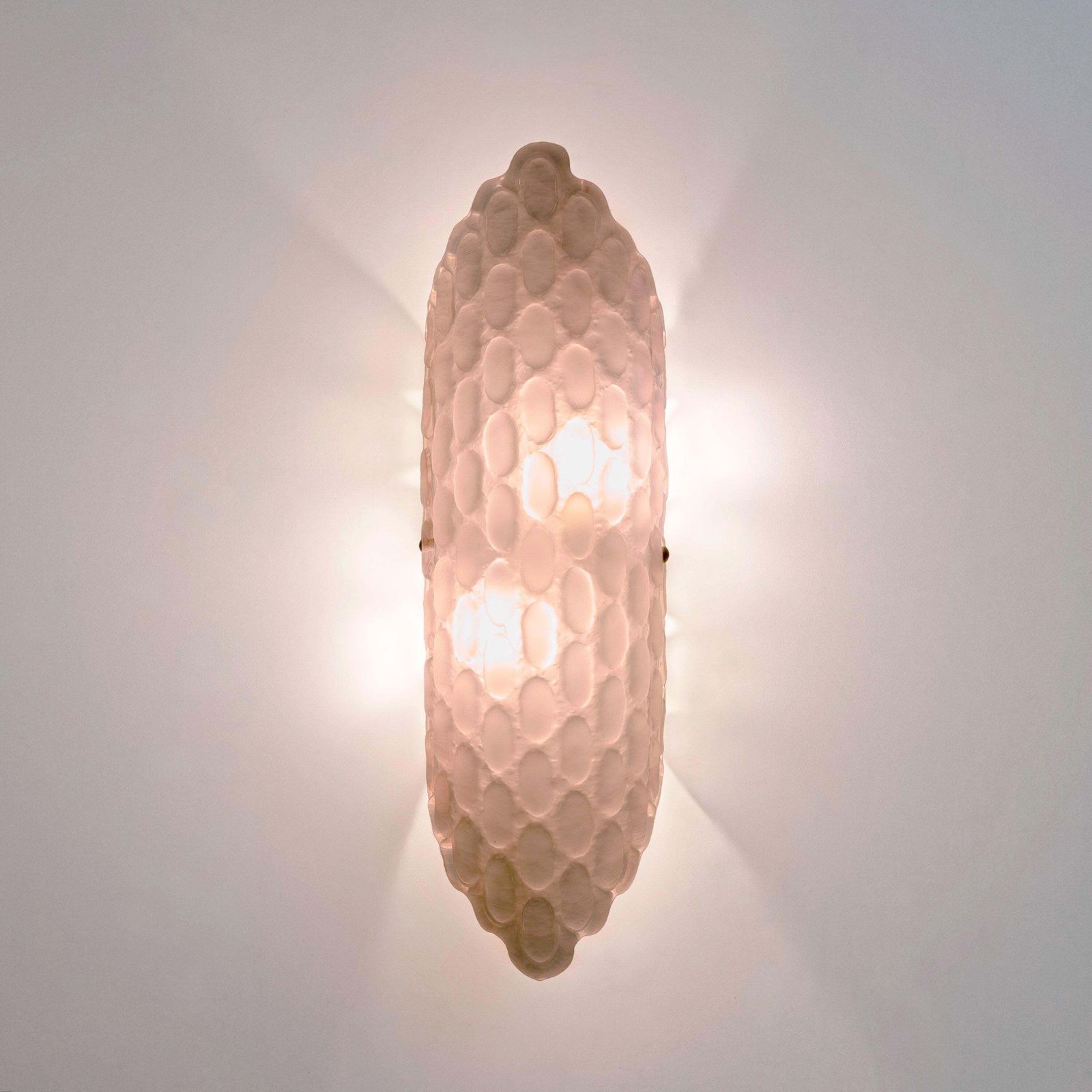 Pair Of Pink Murano Glass Wall Sconces With Textured Relief photo 2091.0