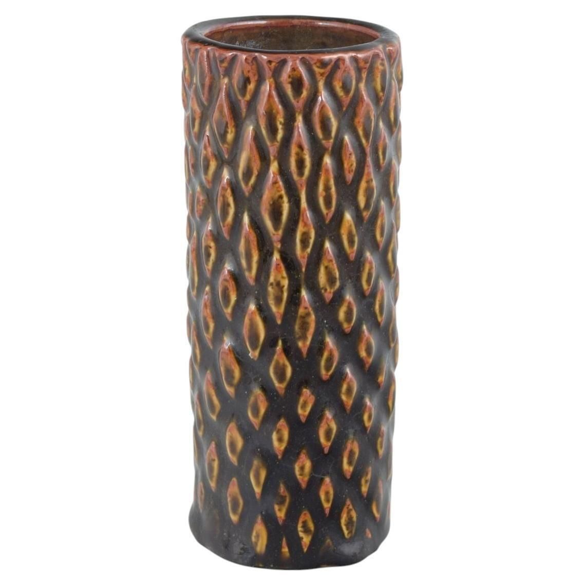 Vase cylindrique en grès Axel Salto pour Royal Copenhagen, style bourgeonnant.