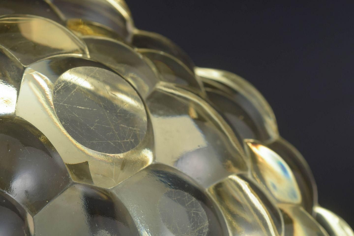 Pierre D’avesn. Yellow Pressed Glass Bowl With Art Deco Ornamentation. Ca. 1930s photo for sale