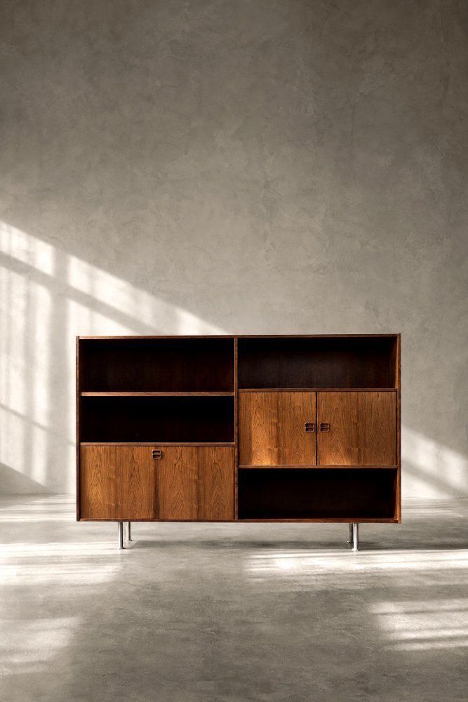 Mid-Century Modern Scandinavisch rozenhout highboard met bar van Æ. Jensen & T. Mølholm, jaren 1960