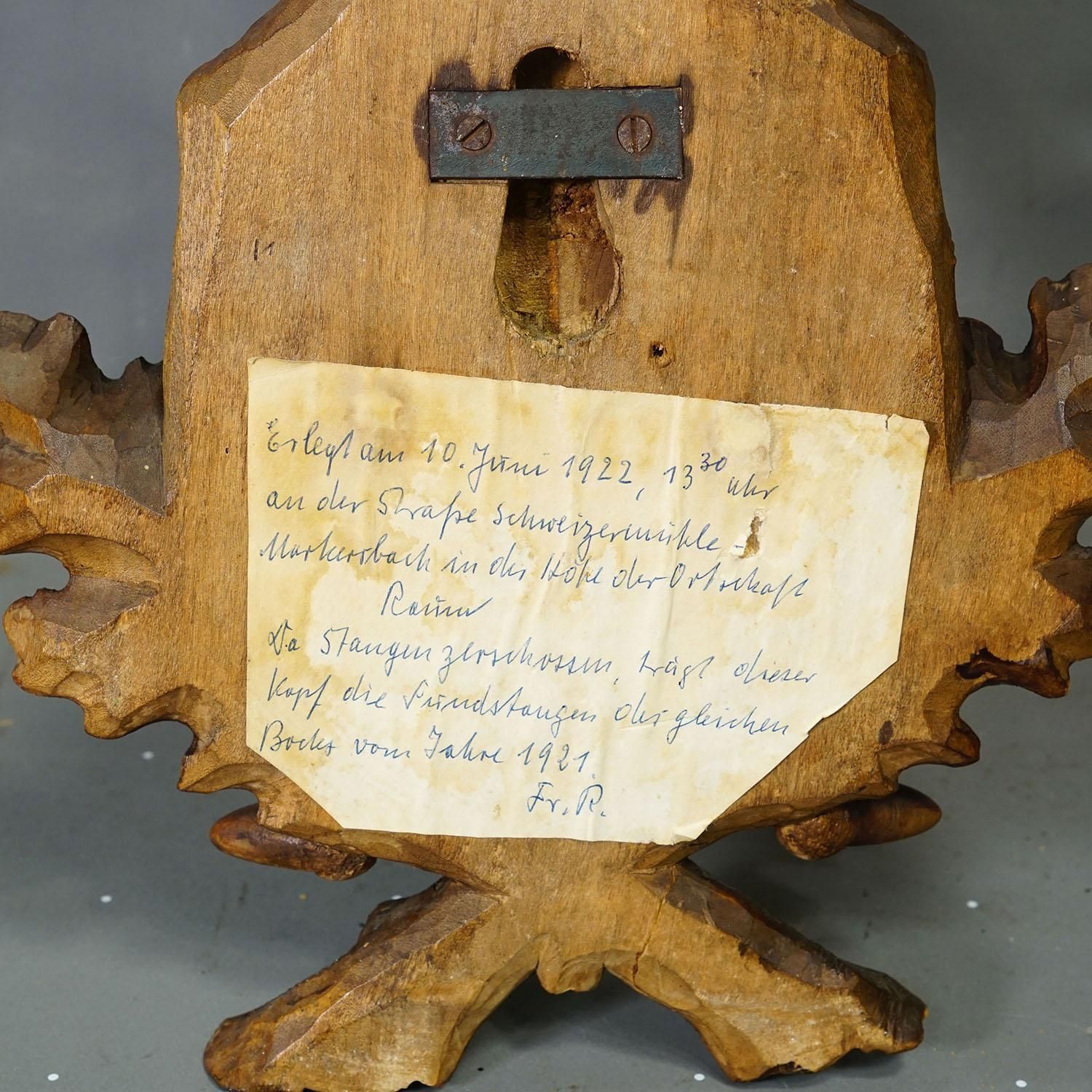 photo furniture Groot naturalistisch gesneden hertentrofee uit het Zwarte Woud, ca. jaren 1920