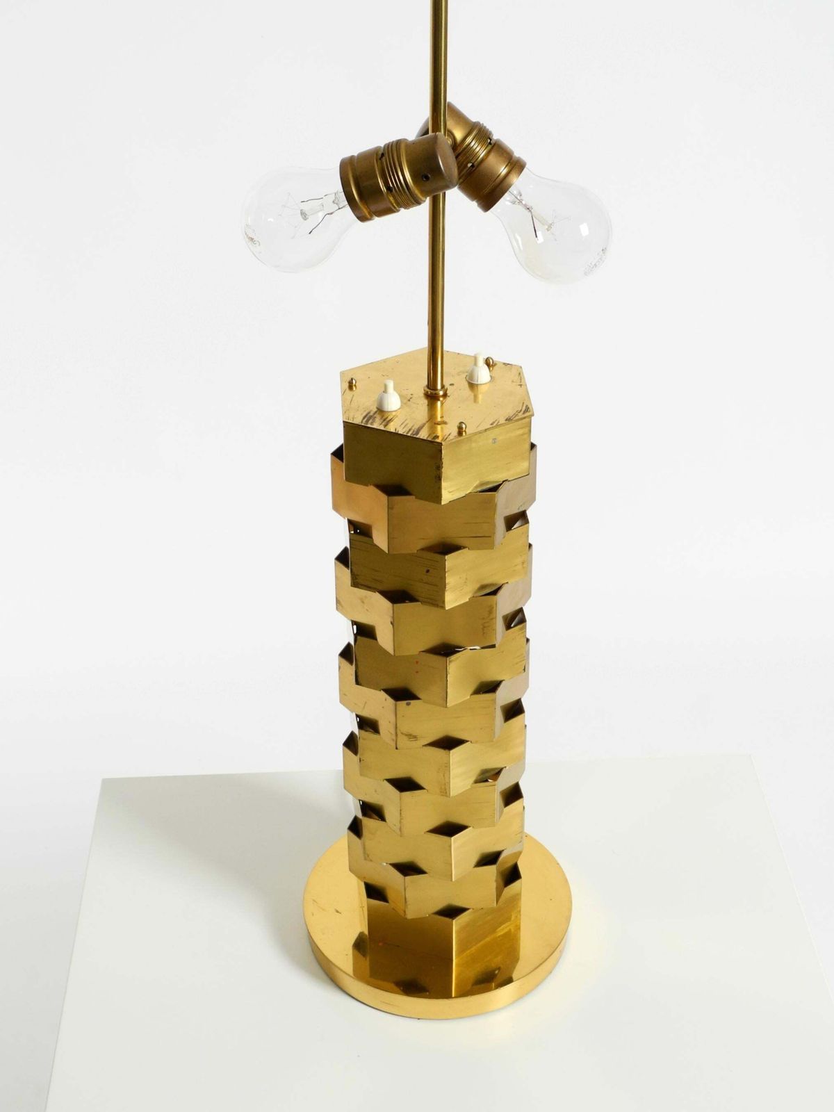 Unique 1960s Brass Table Lamp By Vereinigte Werkstätten With An Illuminate Base photo 2745.0