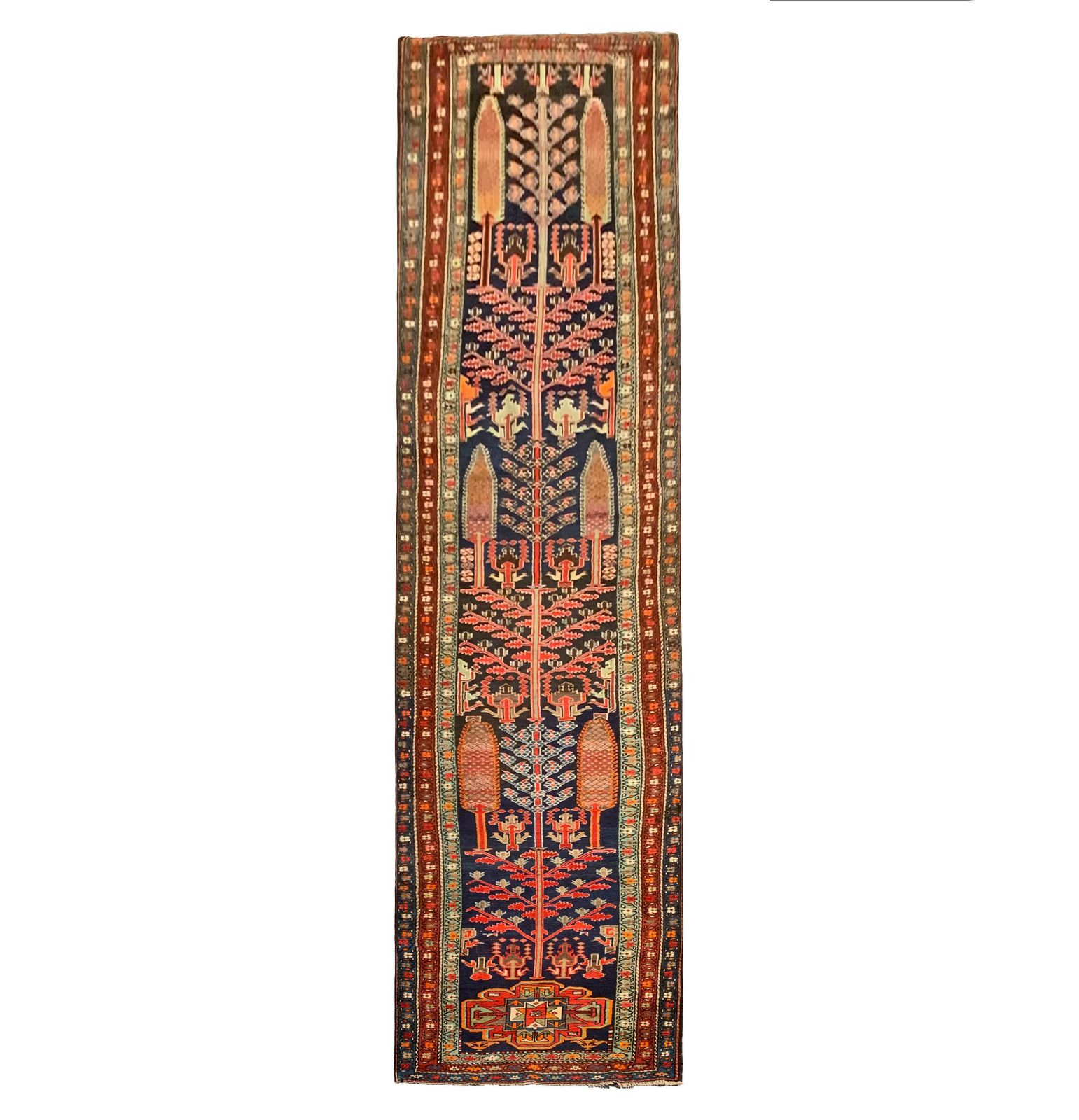 Tapis de couloir d'époque, fait main, laine tribale orientale traditionnelle
