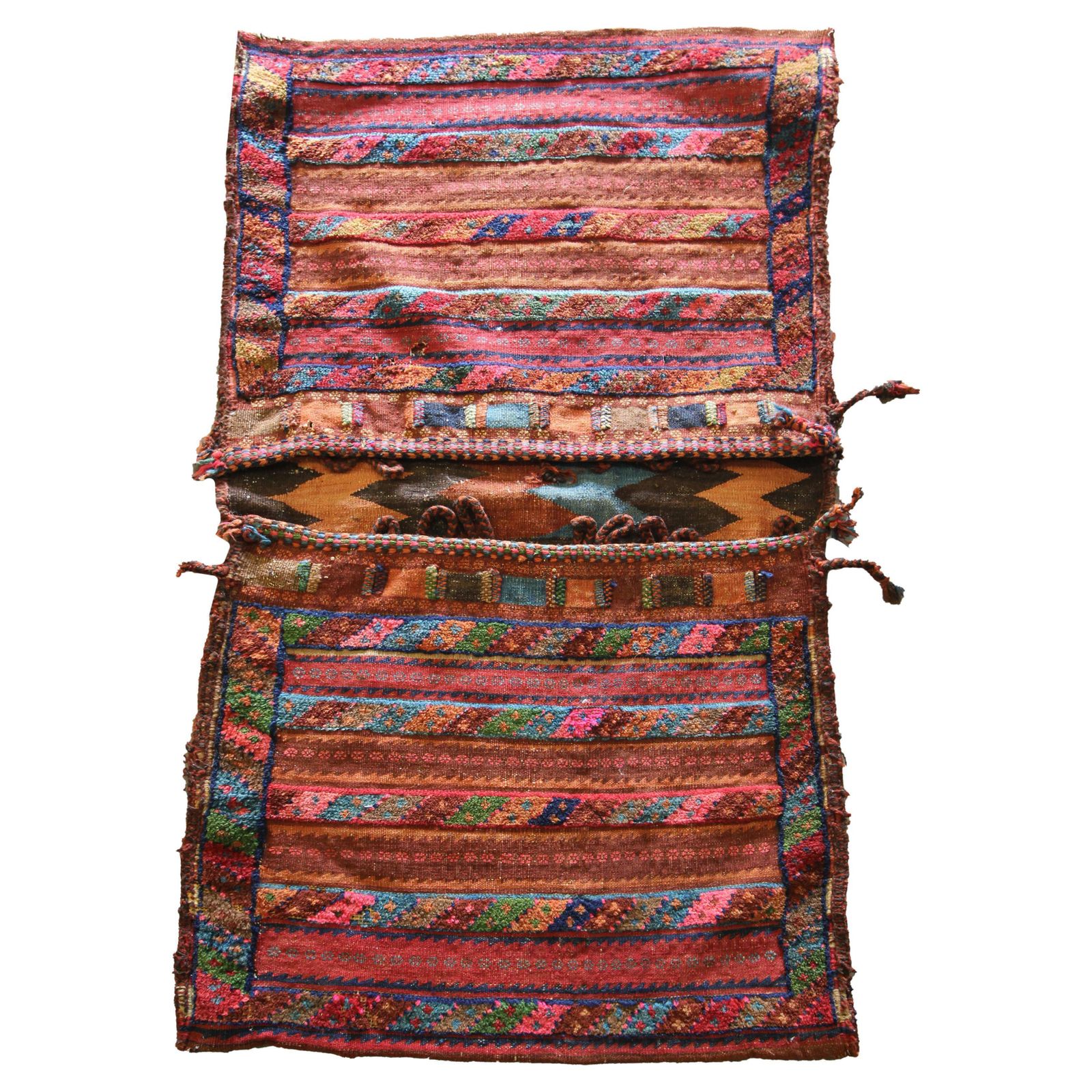 Sacoche de selle Khorjin, textile tribal tissé à la main, laine d'époque, oriental