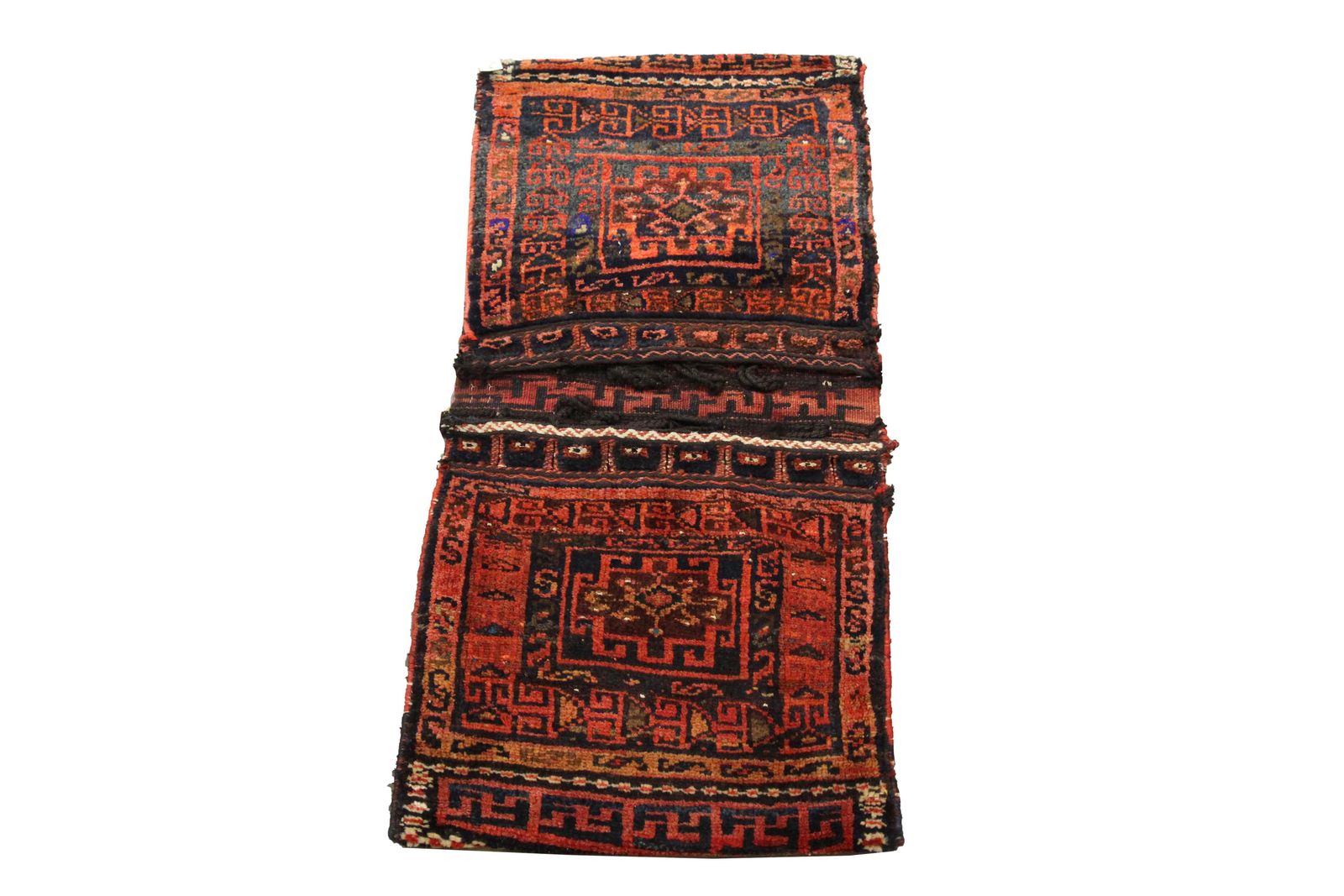 Antique Saddle Bag Handmade Rust Brown Wool Rug Collectable Khorjin photo furniture