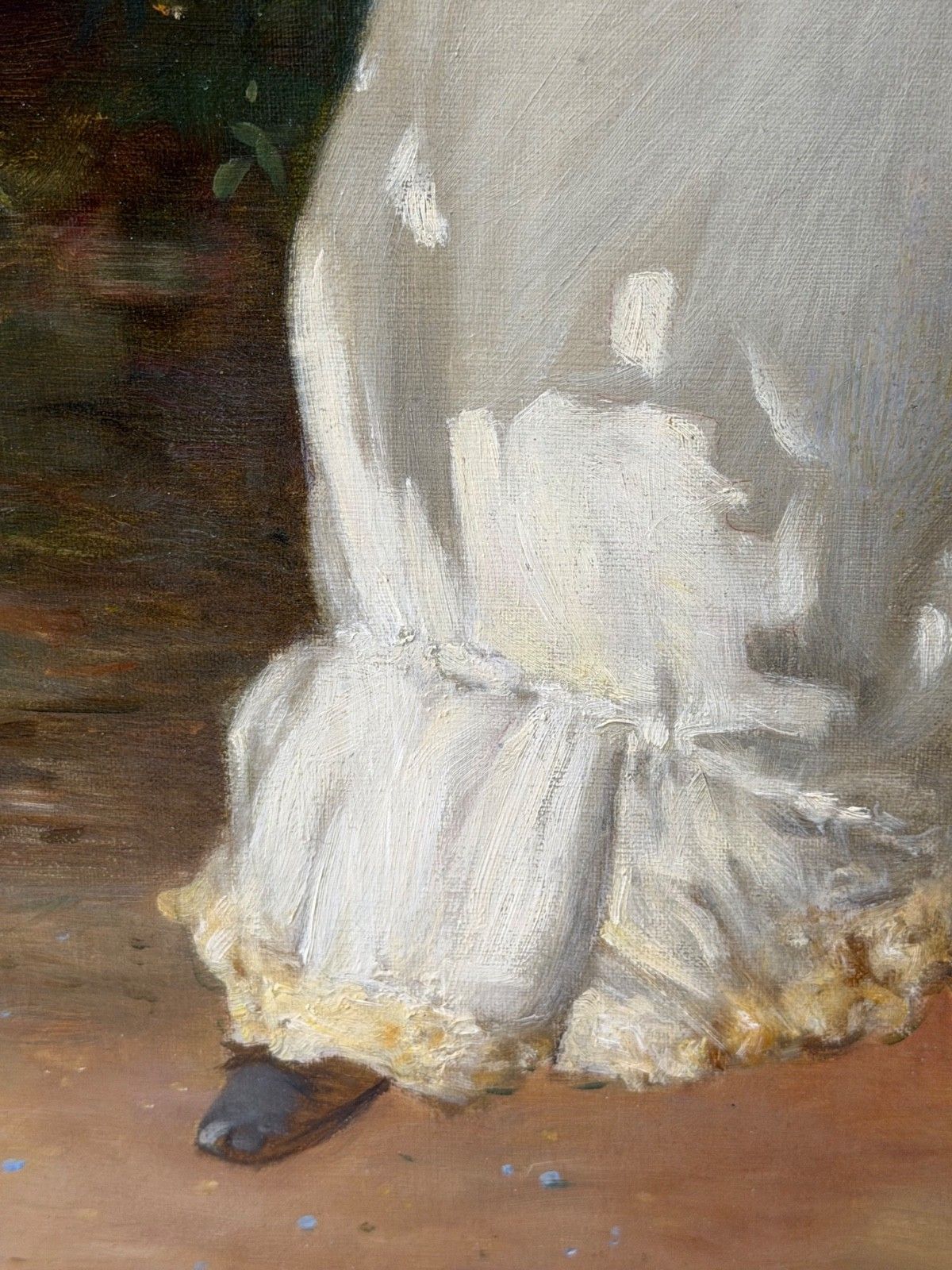 photo vinterior 19th Century Portrait Oil Painting Lady Red Parasol Signed By William Oliver