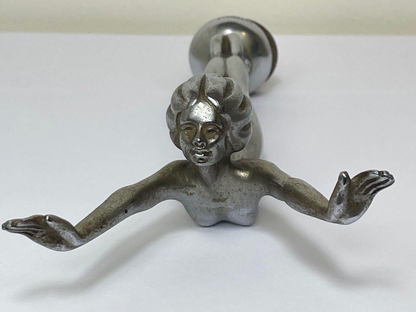 Art Deco Classic Car Diving Lady Mascot Sculpture photo for sale