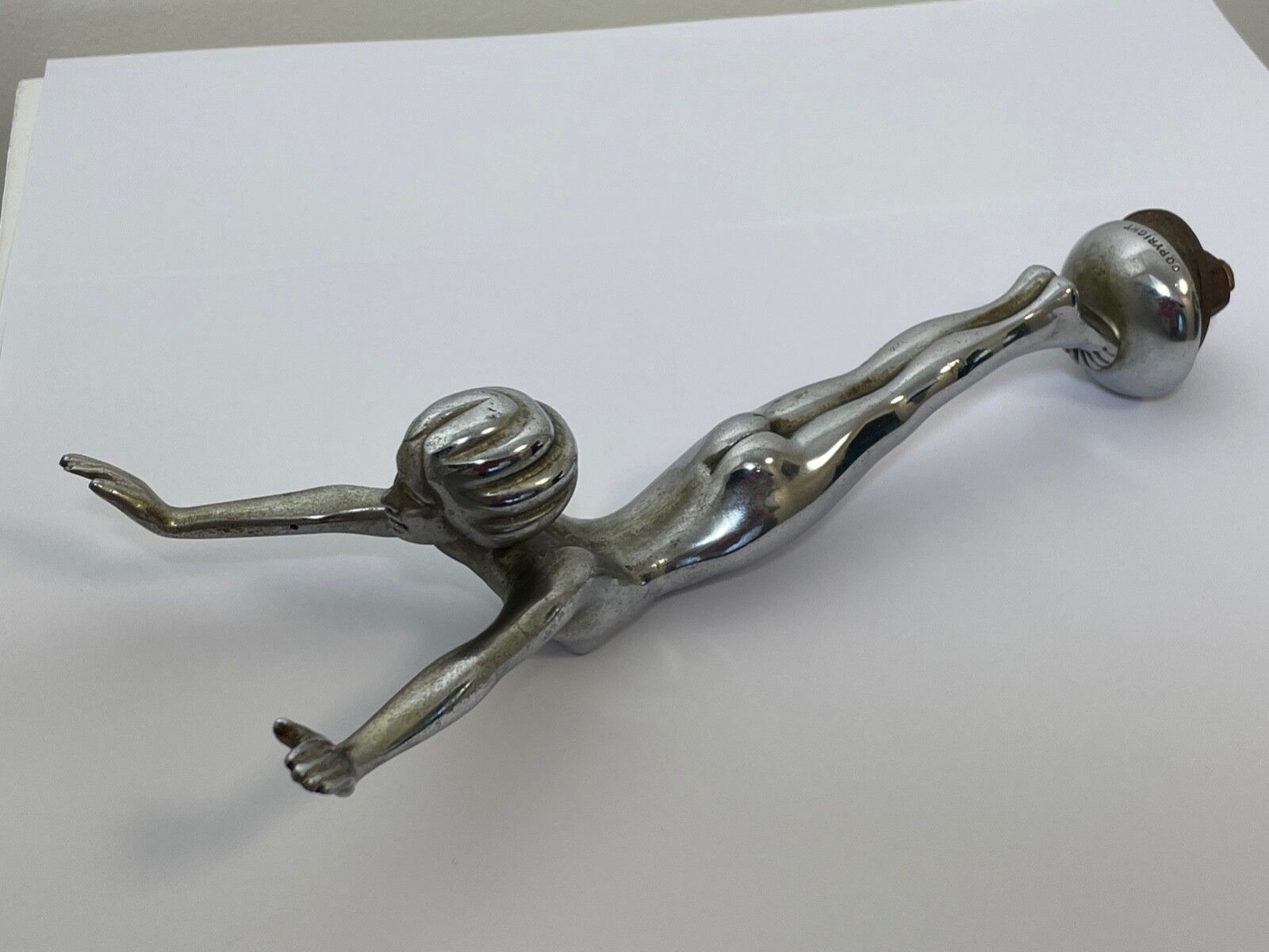 Art Deco klassiek auto duikende dame mascotte sculptuur photo Kunst