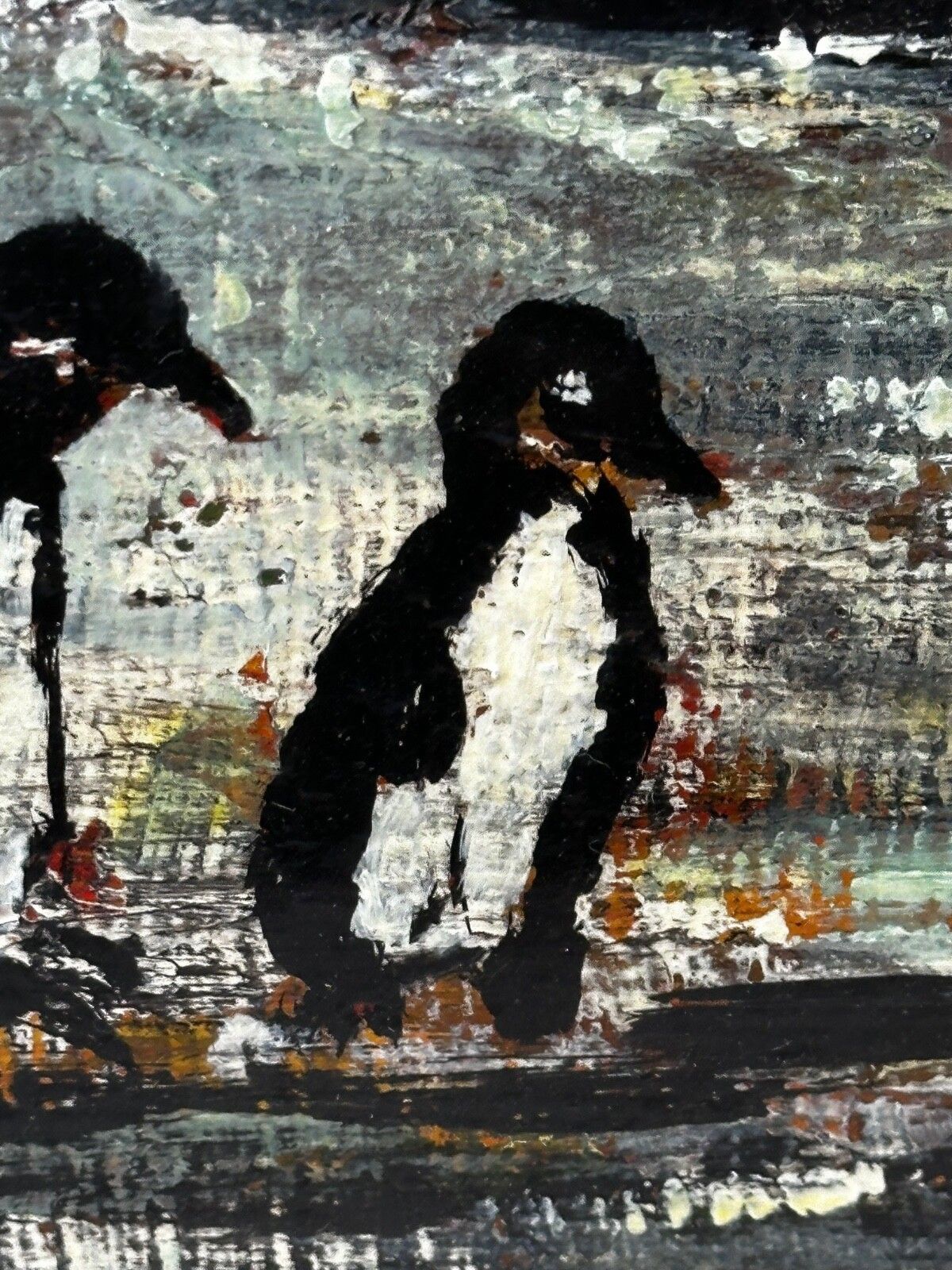 photo buy Oil Painting Winter Waddle Group Black & White Polar Penguins Antarctica