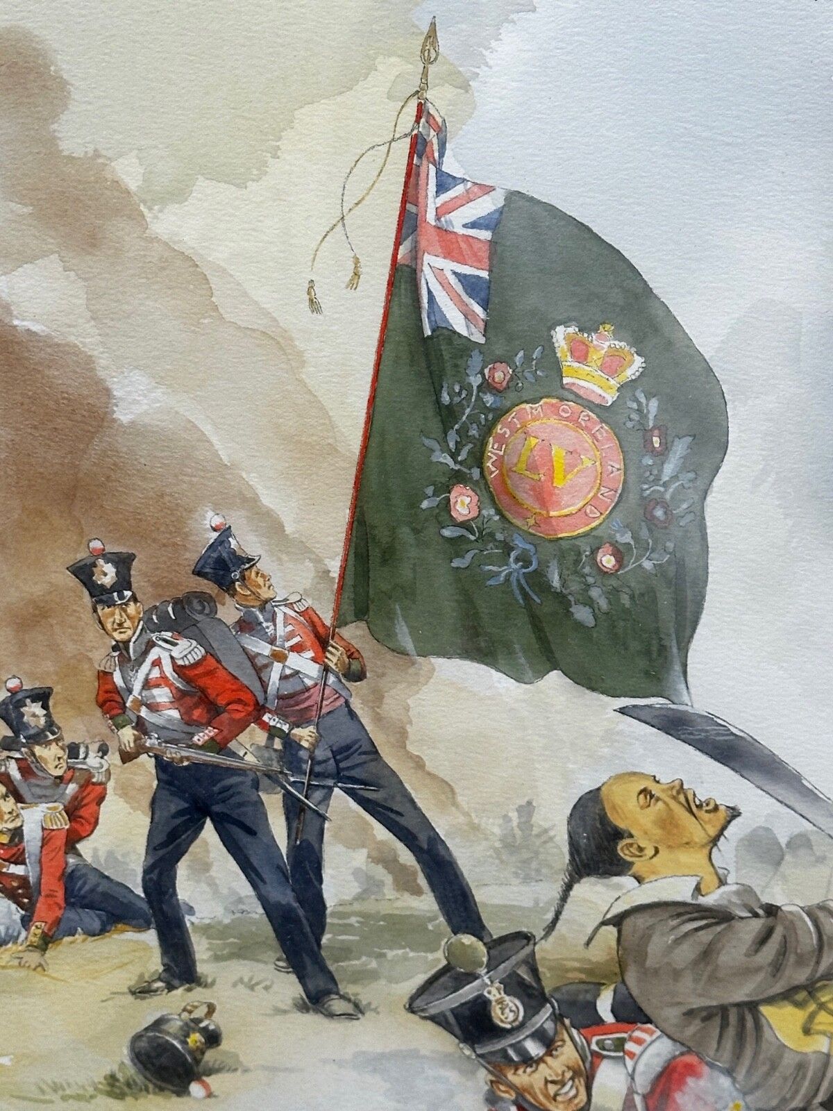 Large Painting Battle Chusan Opium Wars 55th Westmorland Assaulting Guards Hill photo vinterior