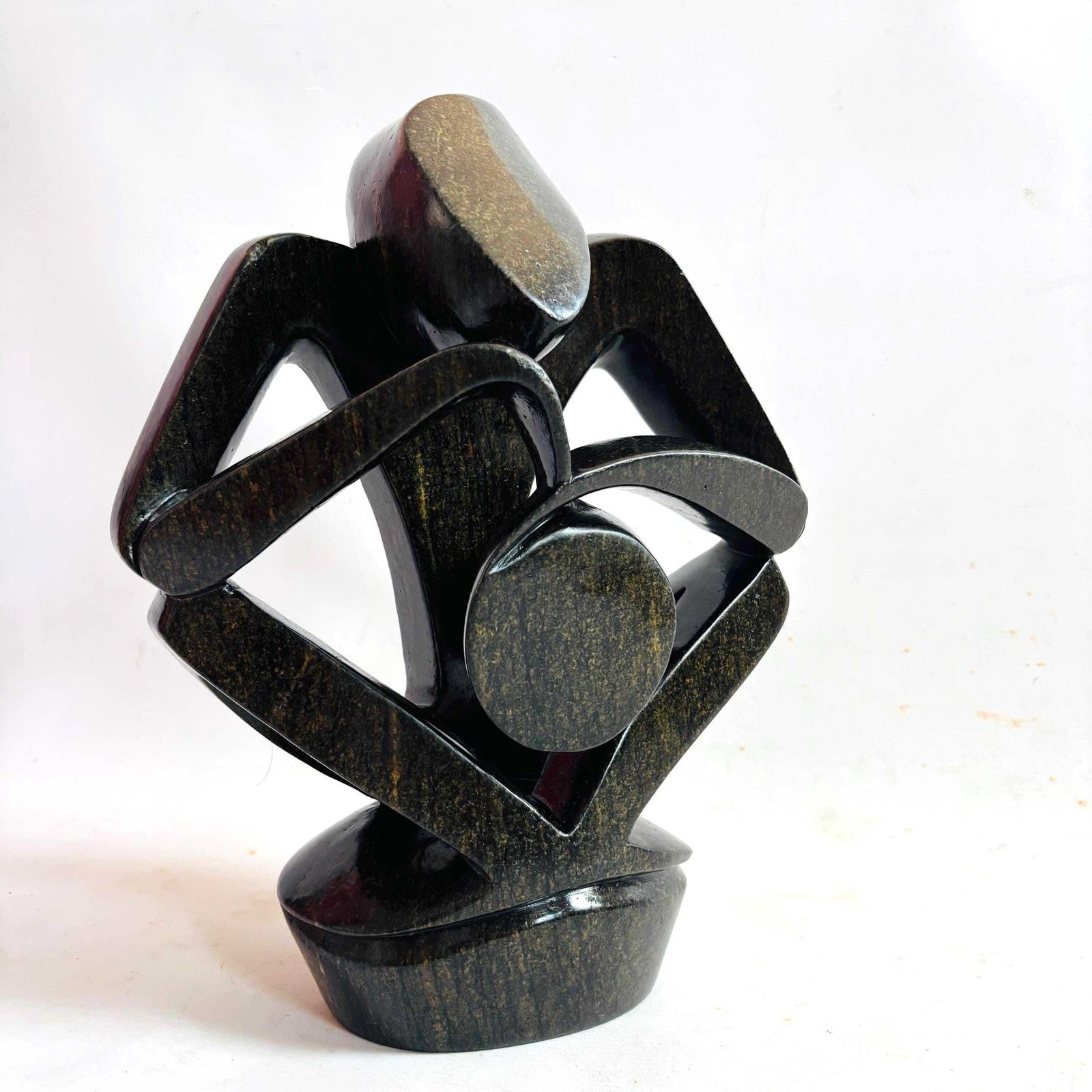 Large Shona Serpentine Stone Sculpture By R. Phiri | Abstract Mid Century African Art Museum