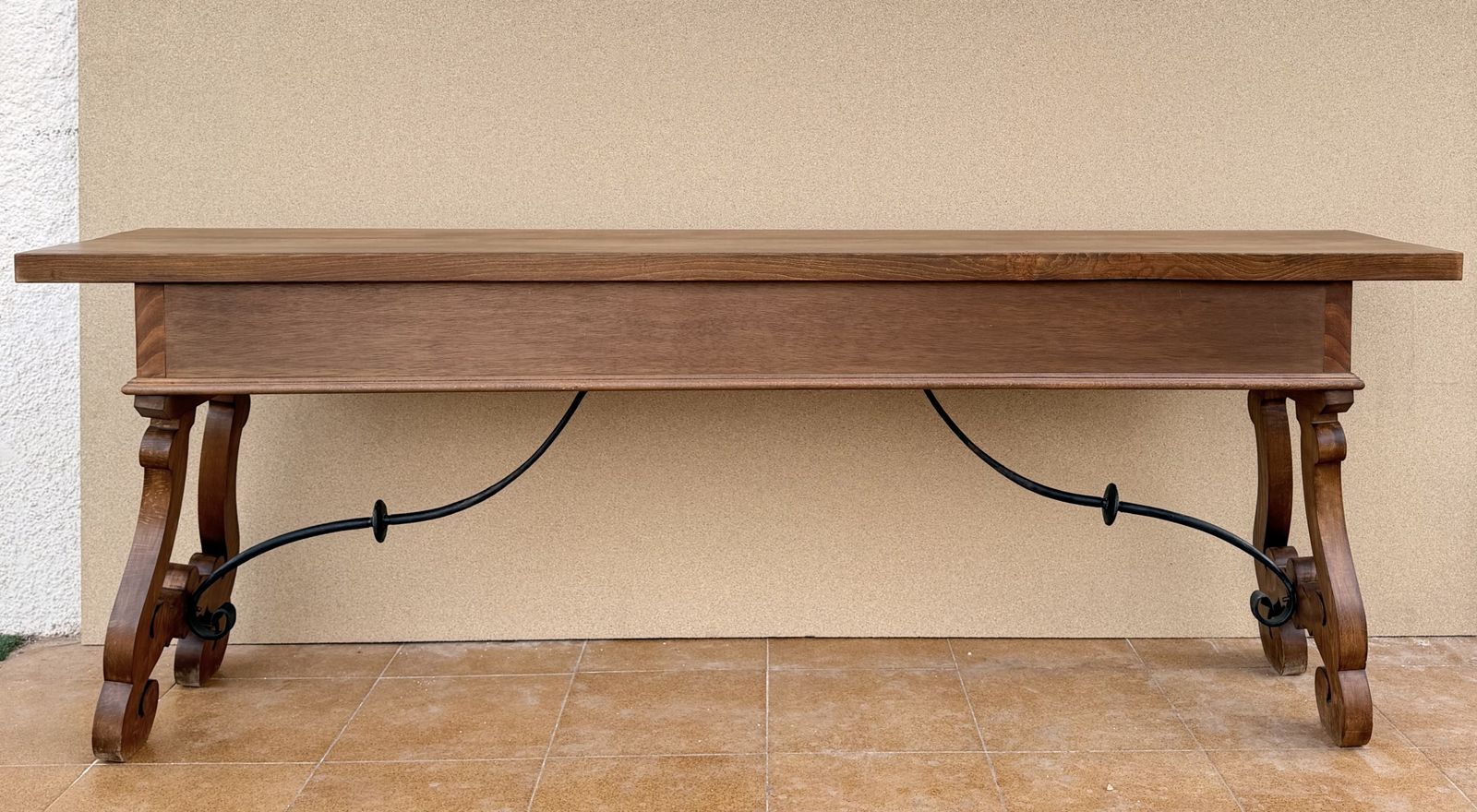 photo buy Spanish Rustic Carved Wood Console Table , Mid 20th Century