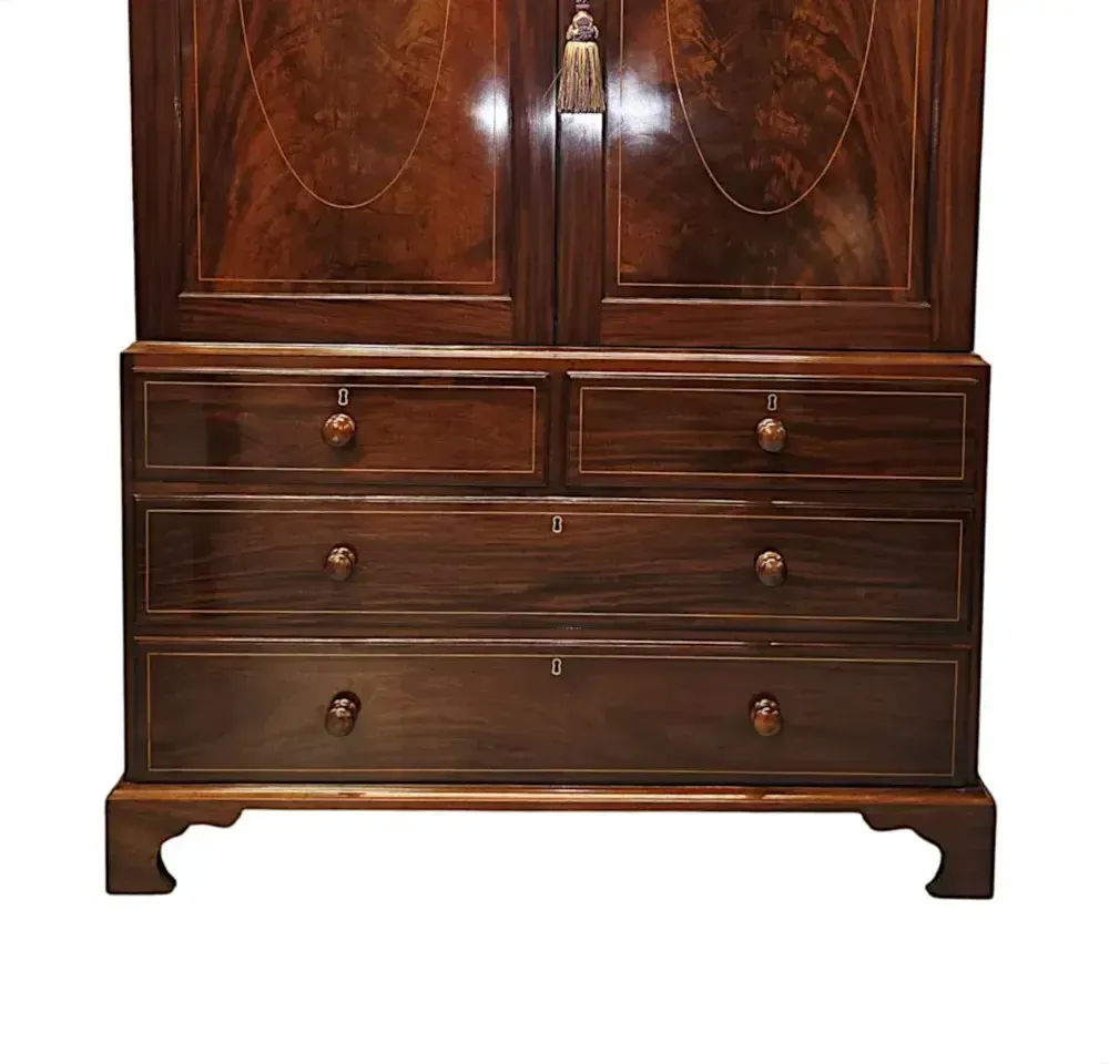 A Very Fine Early 19th Century Inlaid Linen Press photo 5934.0