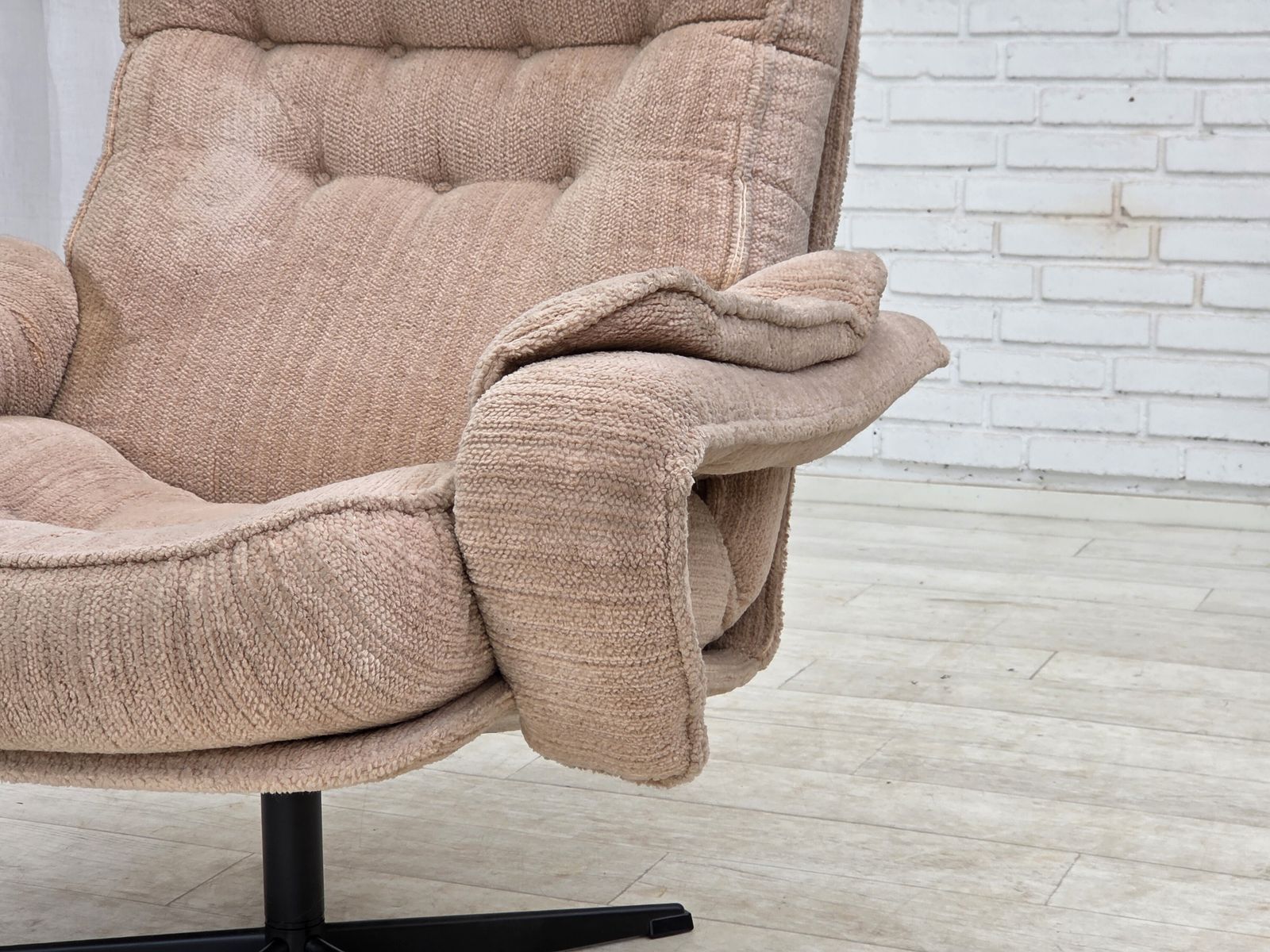 1970s, Danish Swivel Armchair, Beige Furniture Fabric. photo for sale