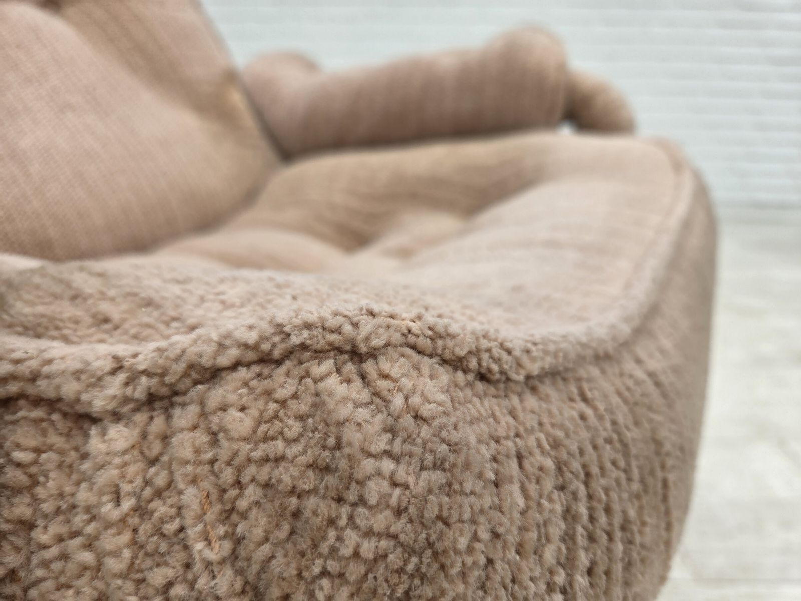 1970s, Danish Swivel Armchair, Beige Furniture Fabric. photo vintage