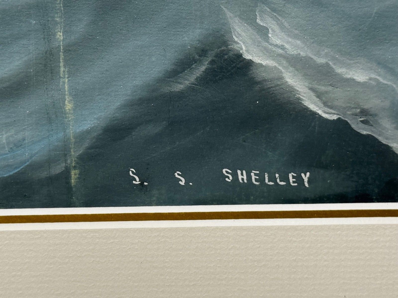 Kunst Begin 20e eeuw Napolitaans havenportret, marineschilderij S.S. Shelley stoomschip op woelige zee, toegeschreven aan Luca Papaluca photo