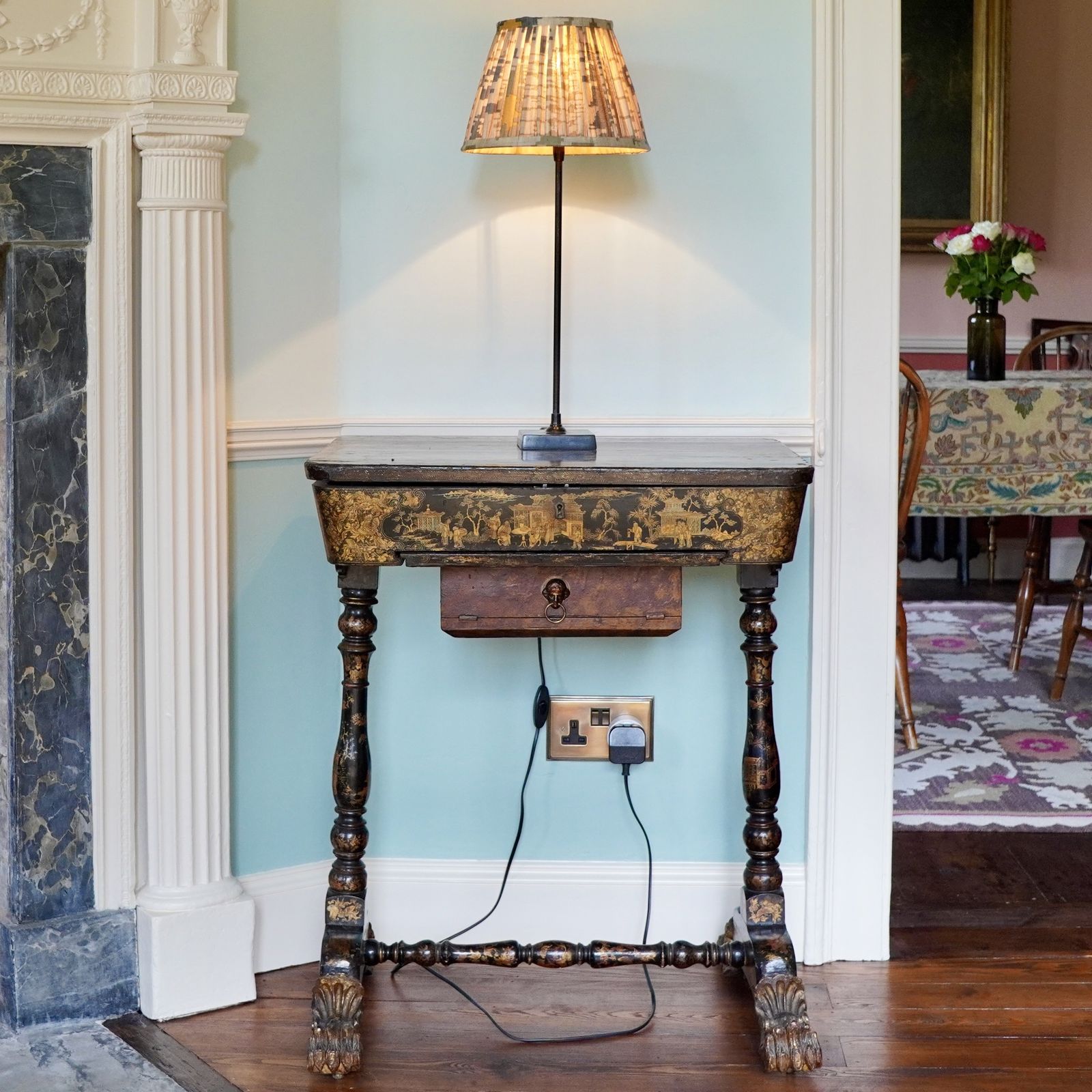 Regency Chinese Export Black & Gilt Lacquer Work Table