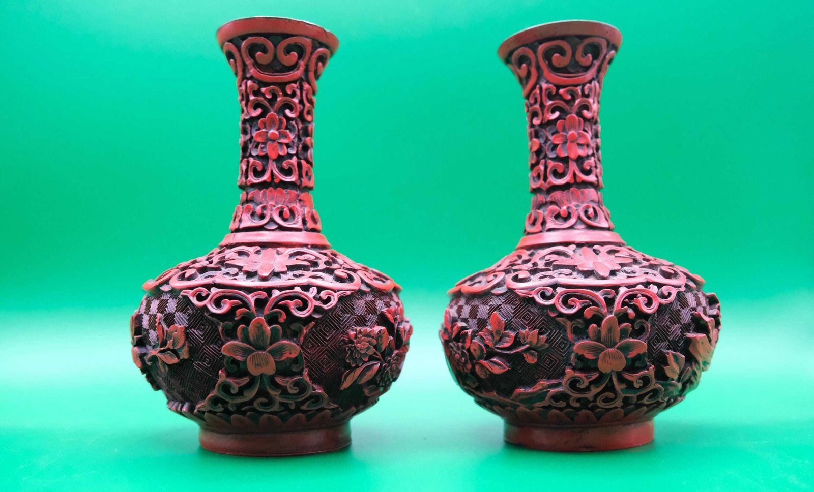 Chinese Cinnabar-stijl vazen, kunstlak resin, Chinese Cinnabar-stijl balustervazen photo Woonaccessoires