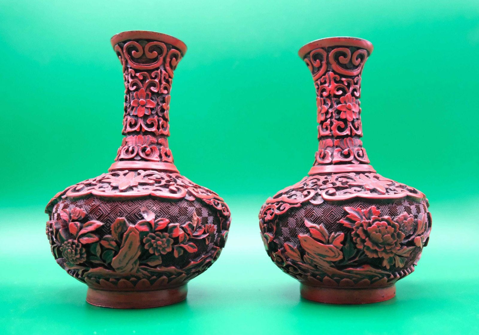 Chinese Cinnabar-stijl vazen, kunstlak resin, Chinese Cinnabar-stijl balustervazen photo 140.0
