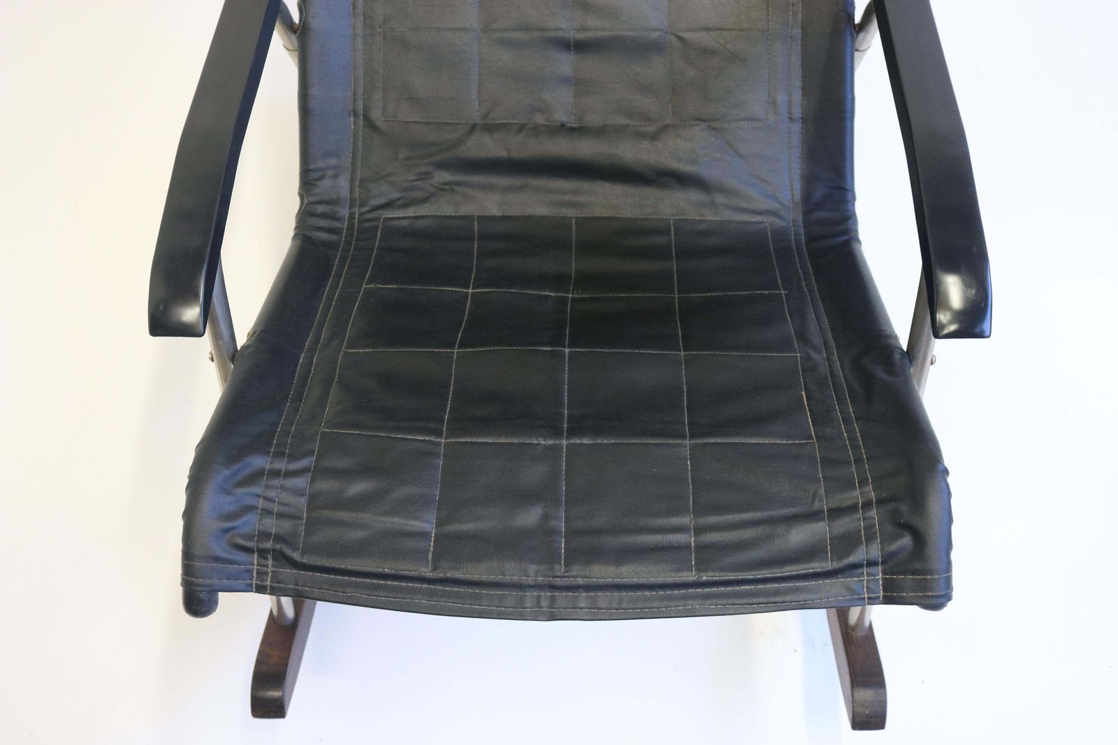 Rare Mid Century Modern Design Rocking Chair By Takeshi Nii 1960 Black Leather photo vintage