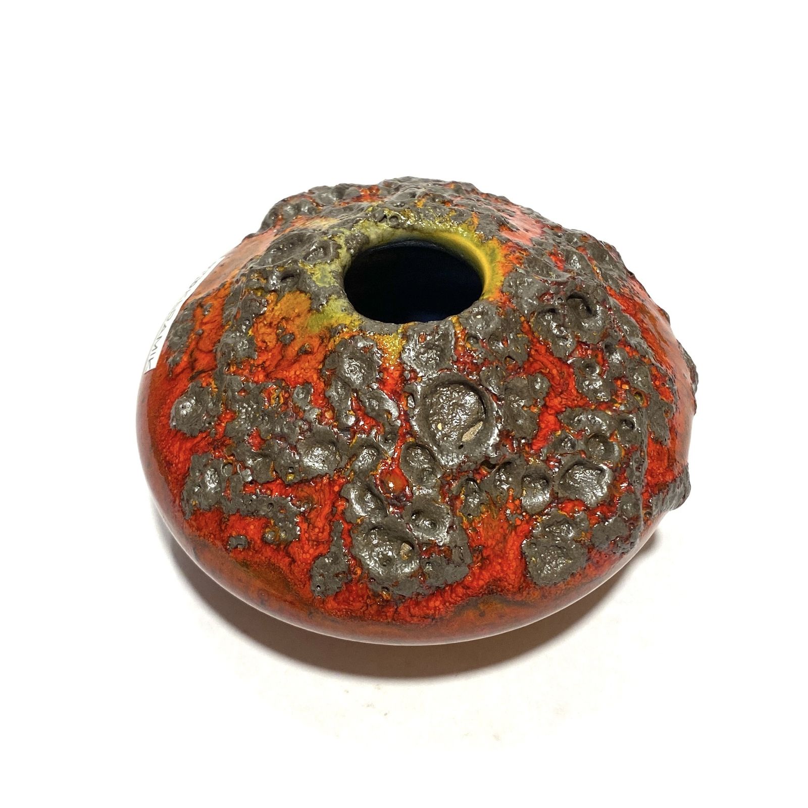 Otto Keramik 203 Vaas in Rood en Geel Fat Lava (11 cm diameter), West-Duits aardewerk glazuur photo 50.0